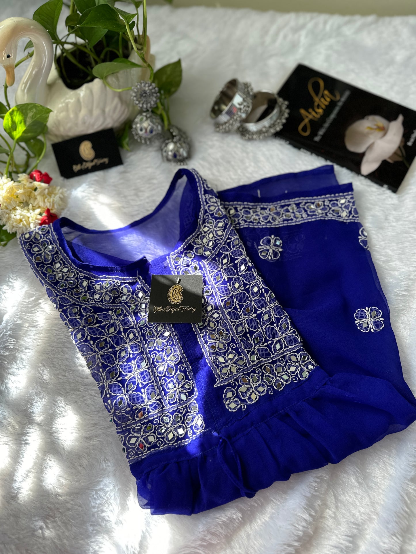 Royal Blue - Georgette Mirror Short Kurta