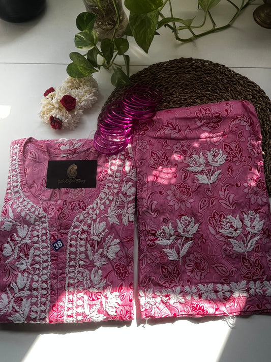 Pink - Mul Printed Set - 2 Pc