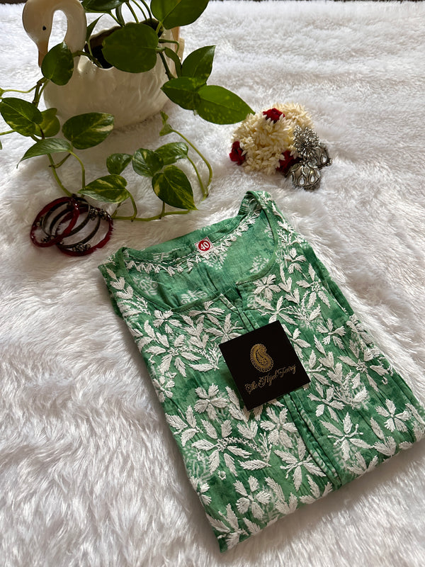 Malmal Printed Kurti- Green 1