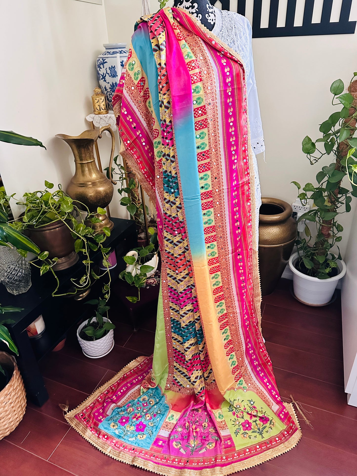 Faux Silk Mirror Dupatta - 2