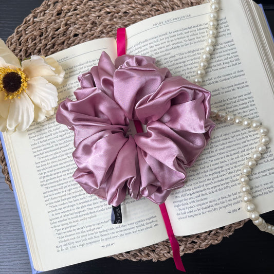 Rose Pink Satin Scrunchie