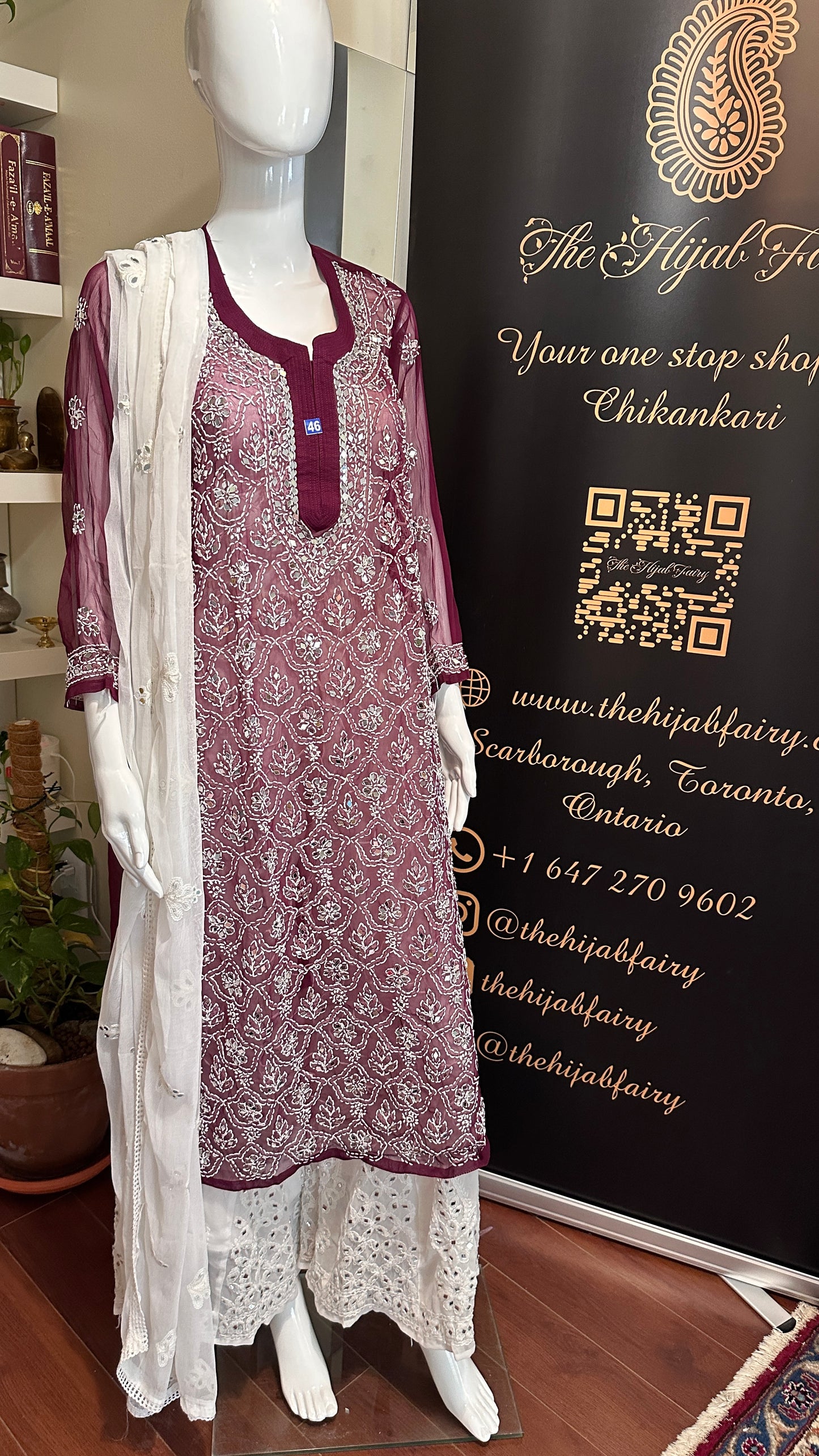 Wine - Georgette Mirror Kurta