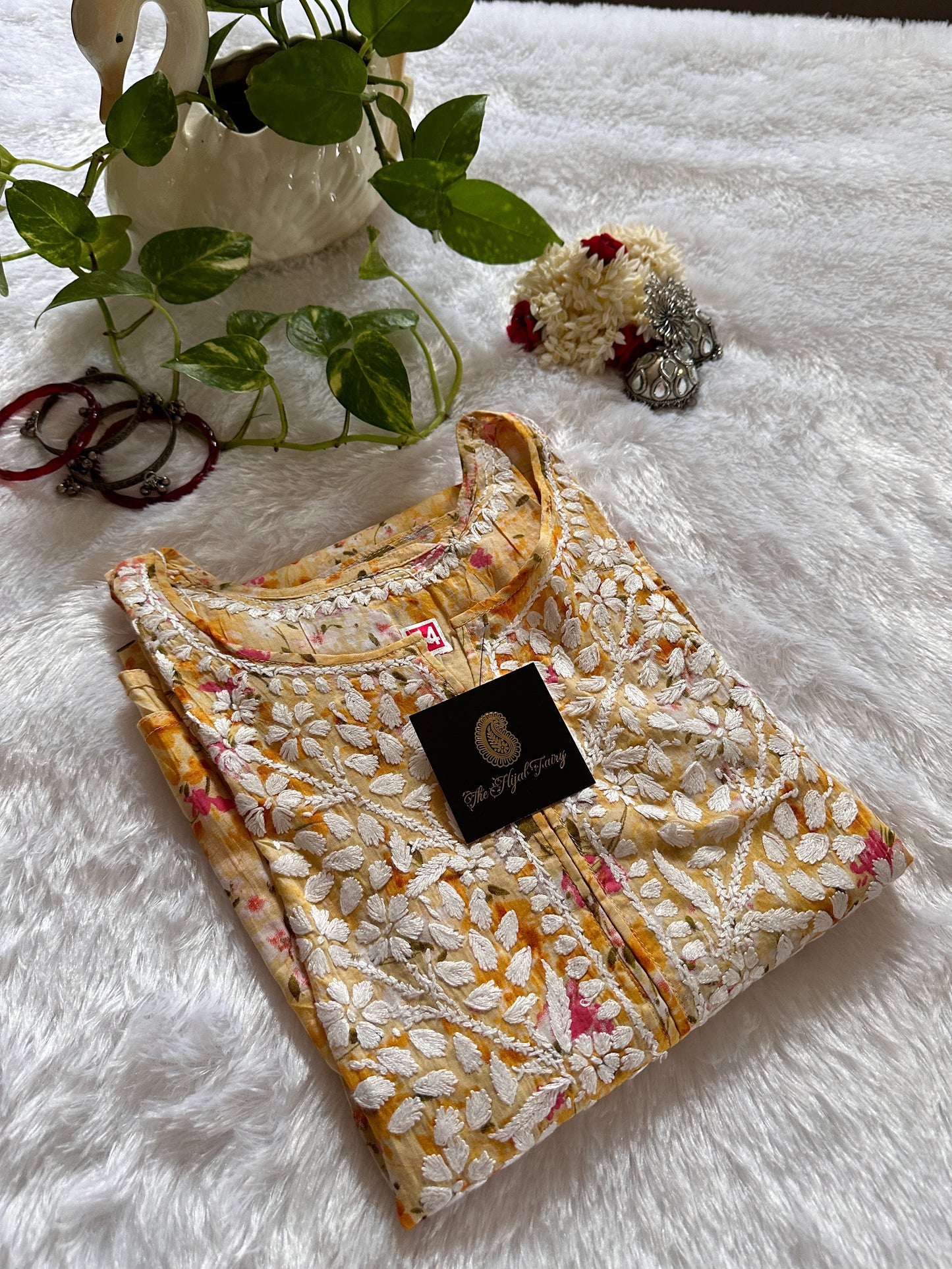 Mulmul Printed Kurti- Yellow 3