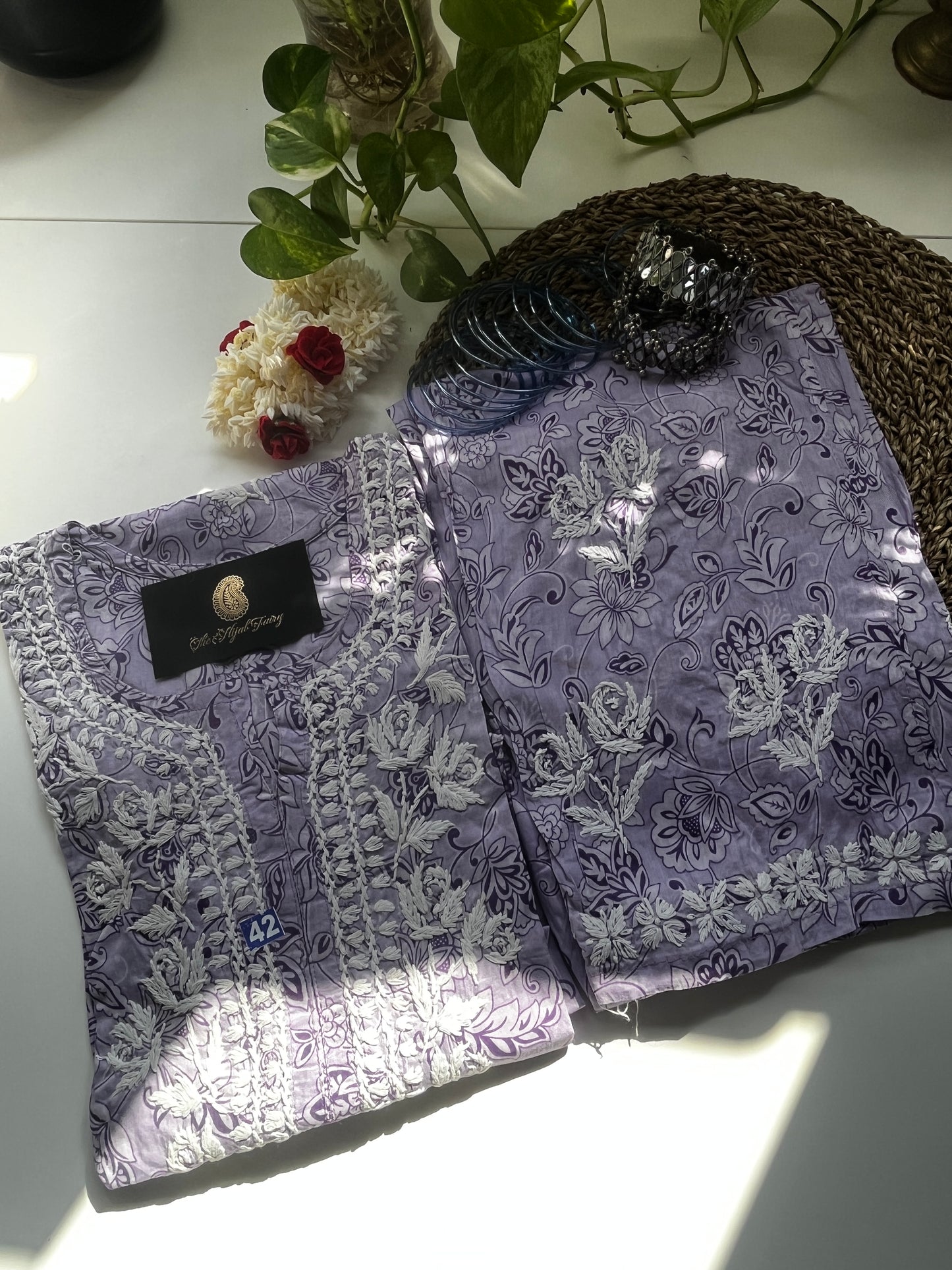 Lavender - Mul Printed Set - 2 Pc