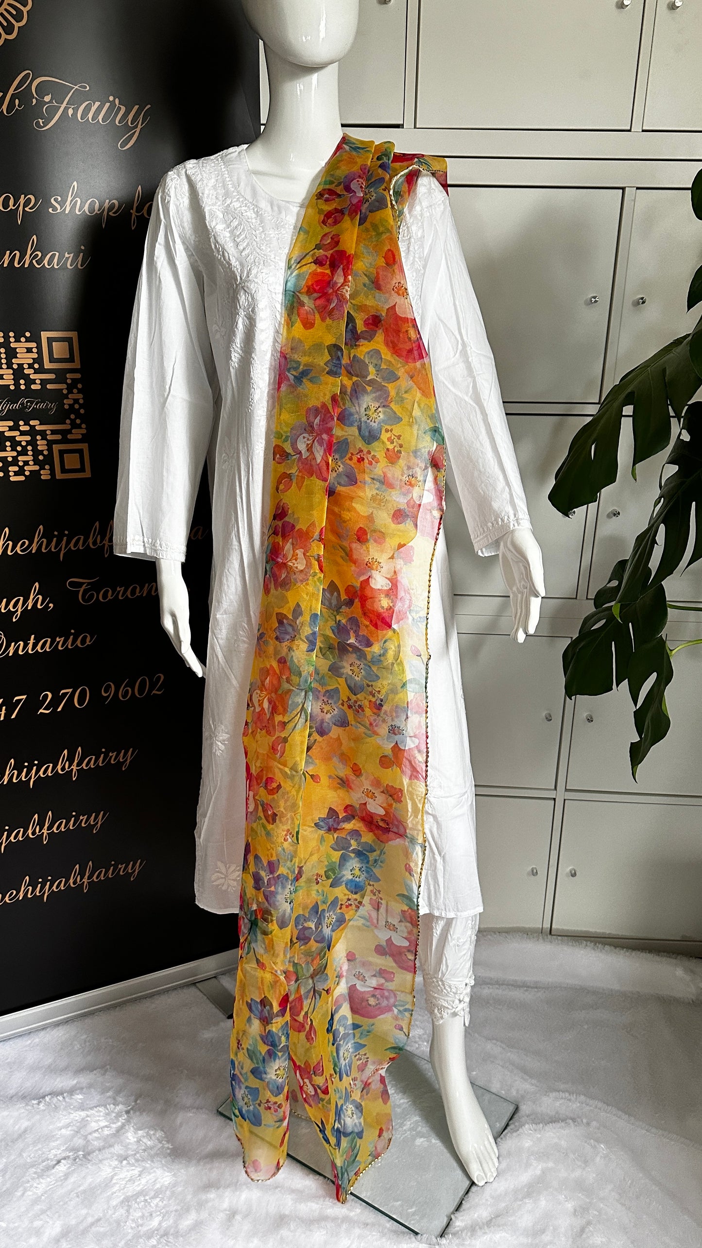 Yellow - Organza Digital Printed Dupatta