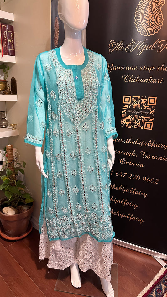 Drama Green - Georgette Mirror Kurta