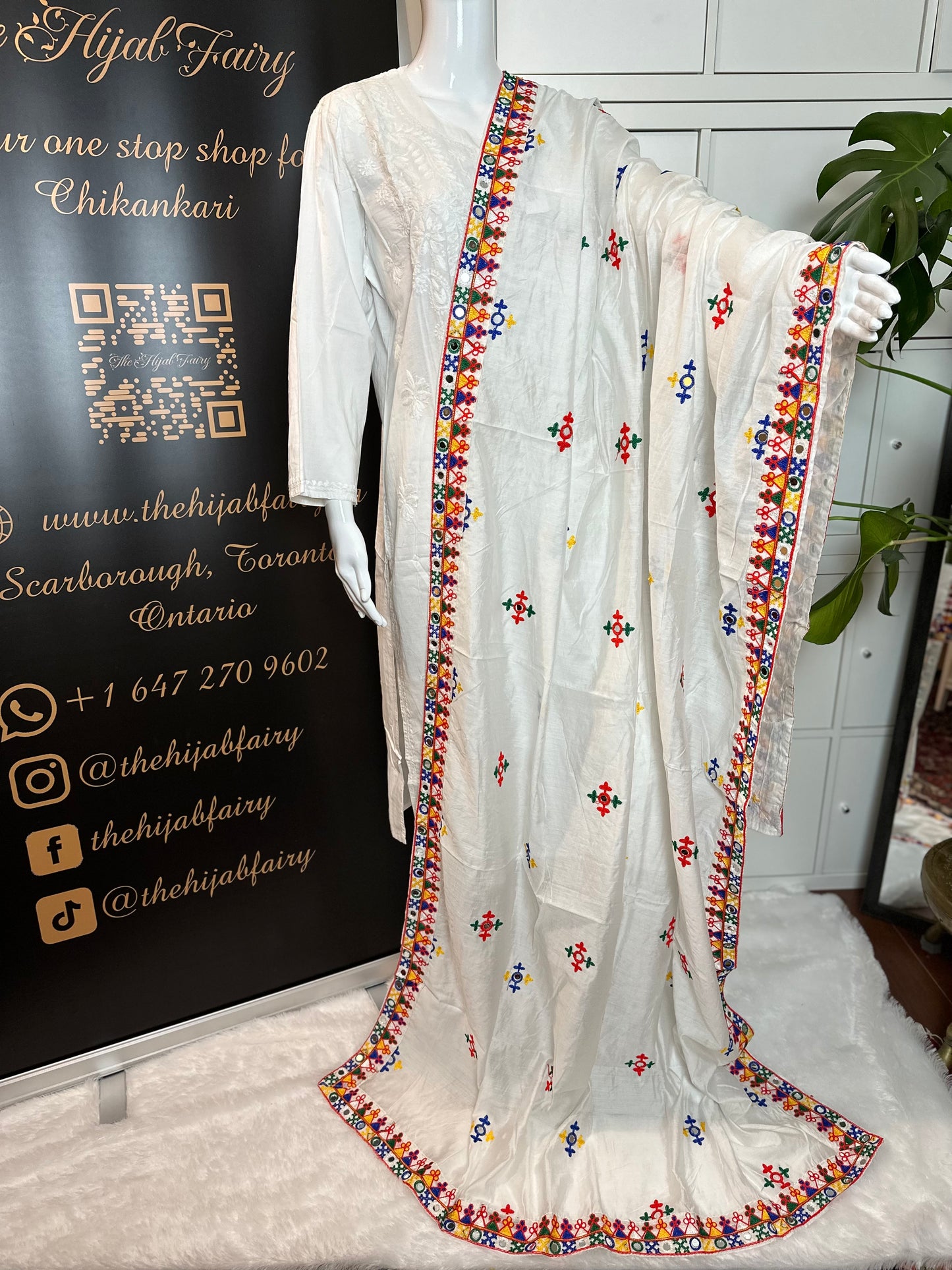 Chanderi Kutchi Work Dupatta with Mirror