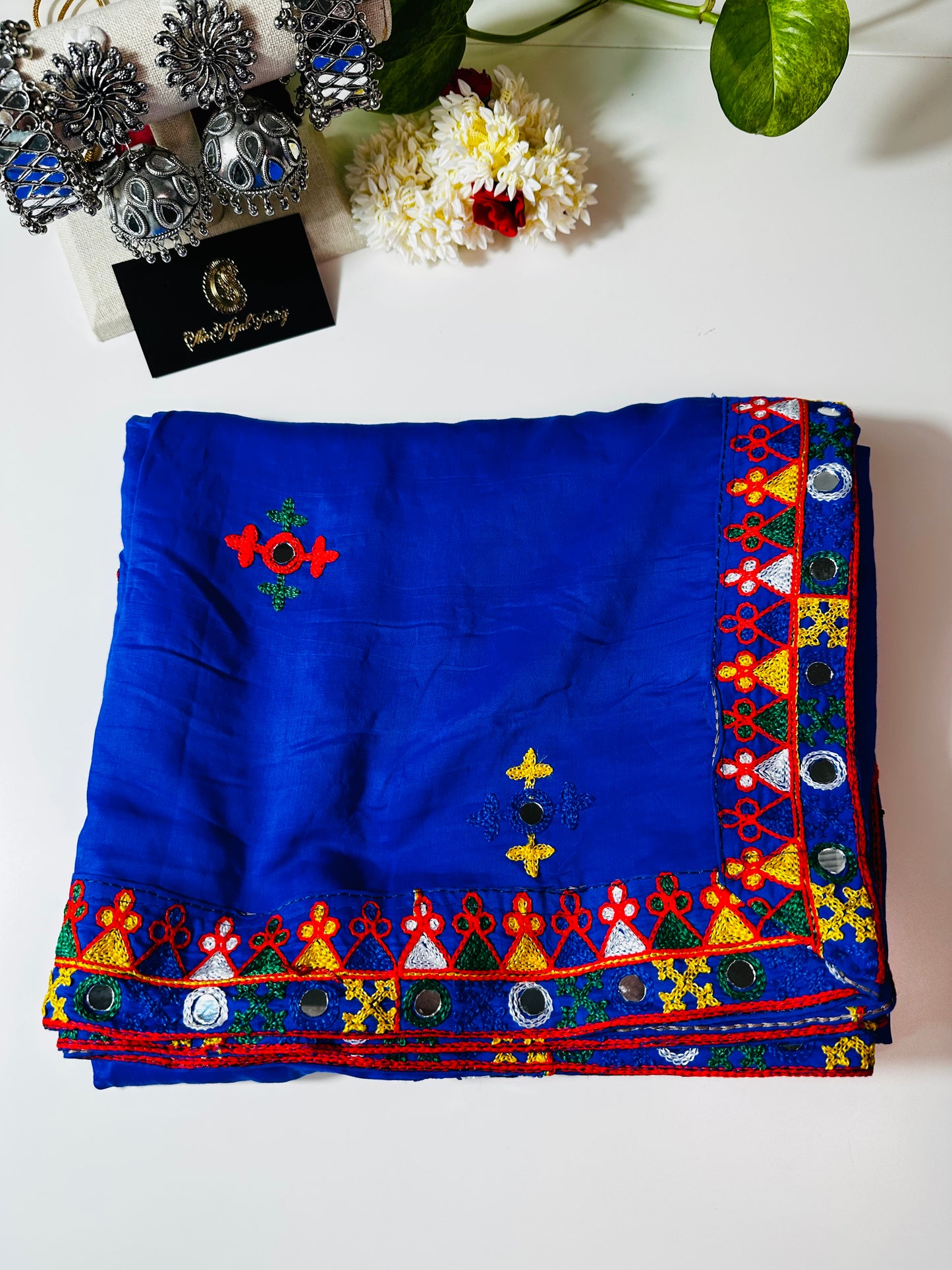 Chanderi Kutchi Work Dupatta with Mirror