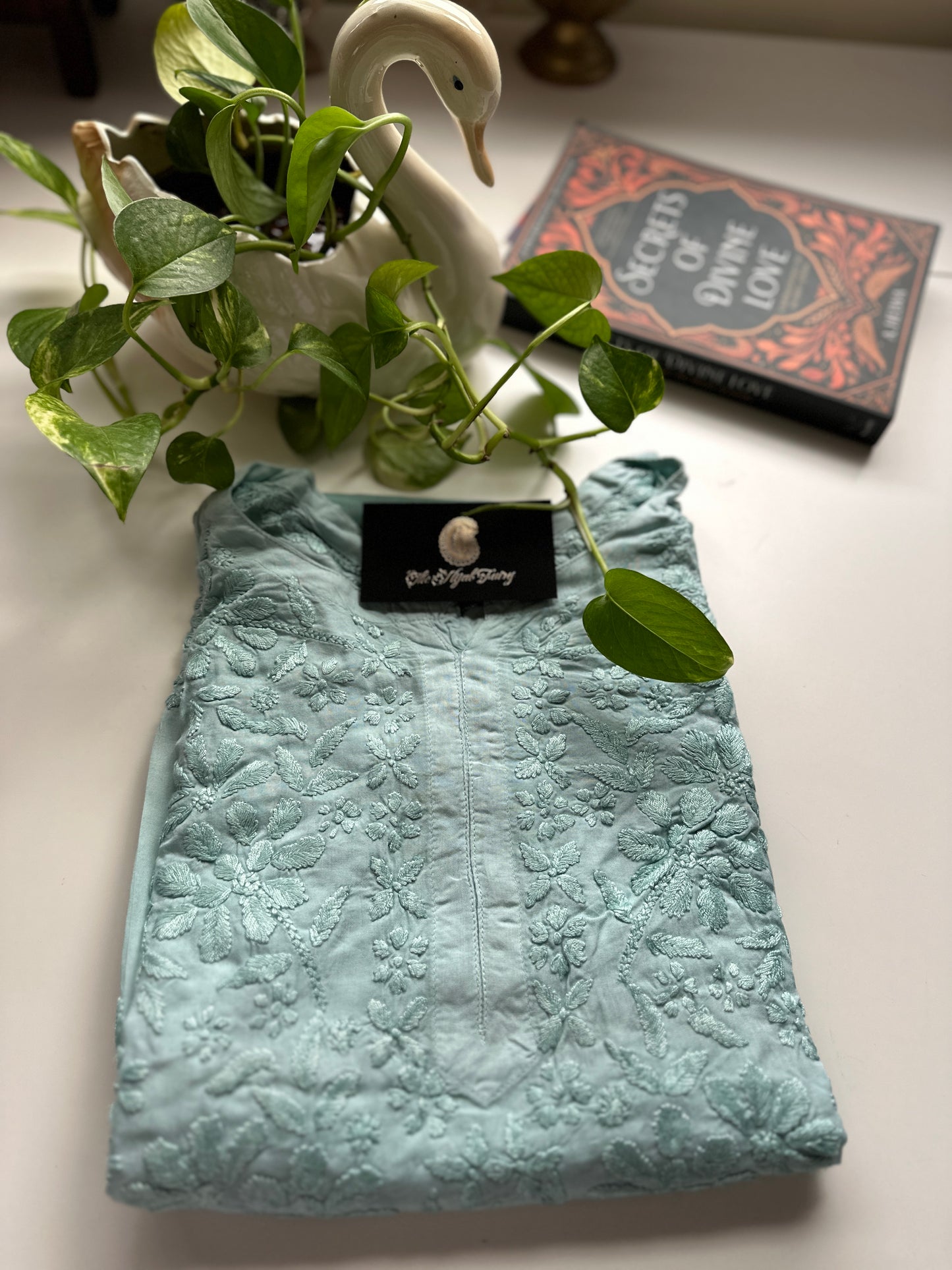 Sea Green - Ombre Modal Straight Chikankari Kurta