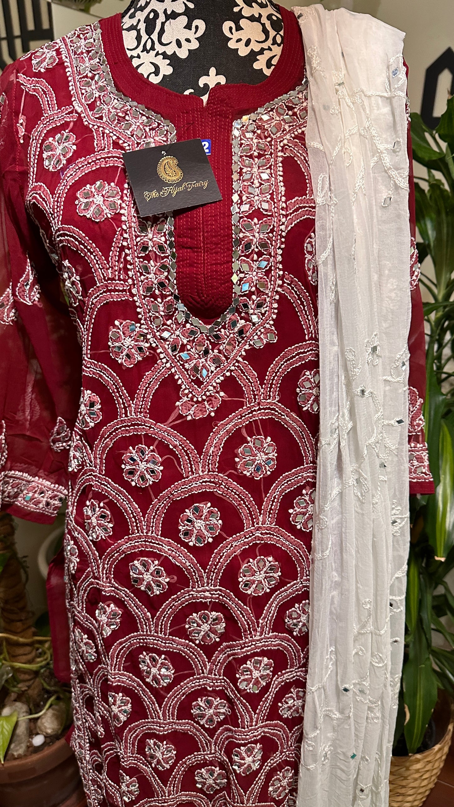 Maroon - Georgette Mirror Kurta