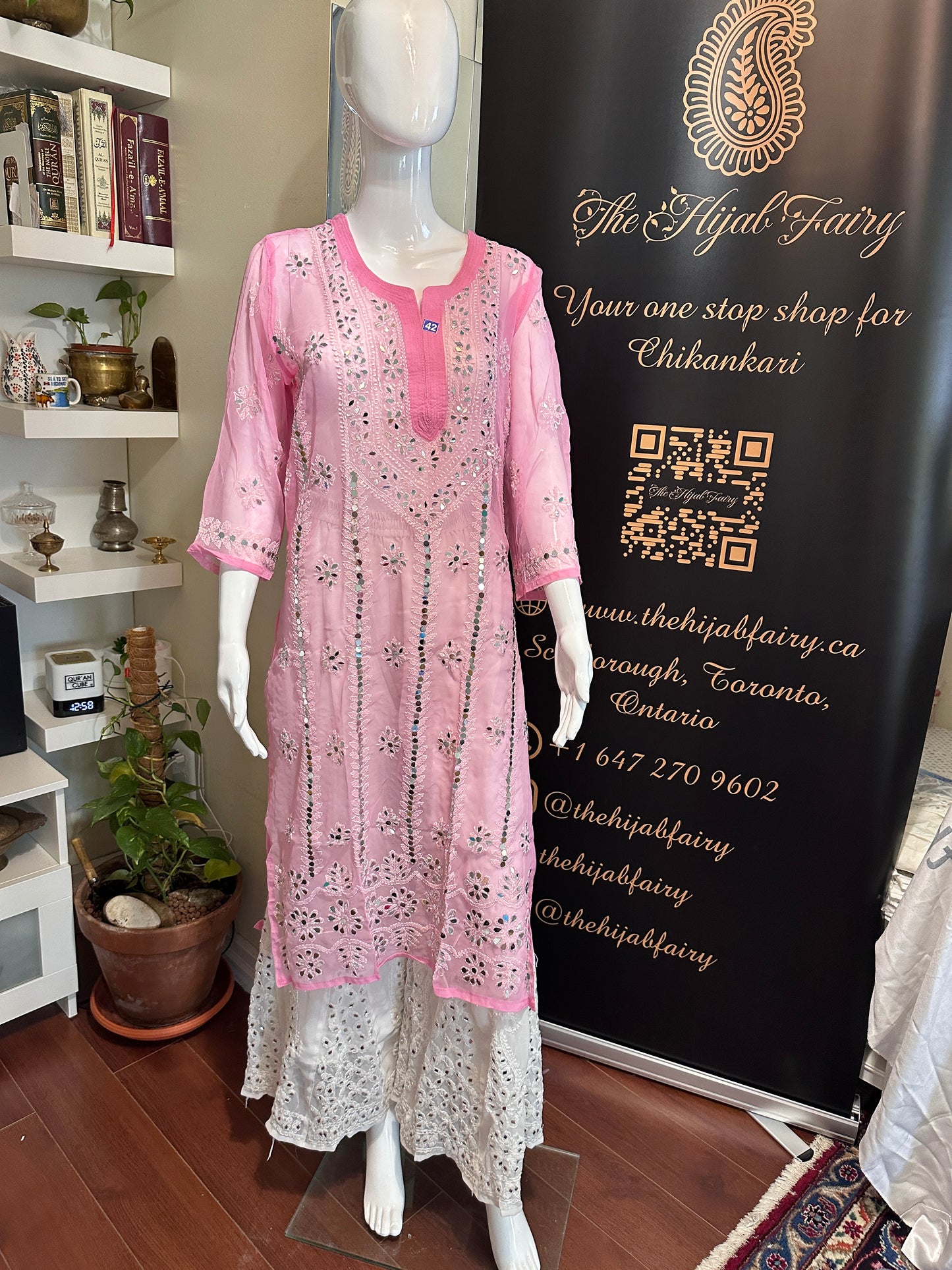 Pink - Georgette Mirror Kurta