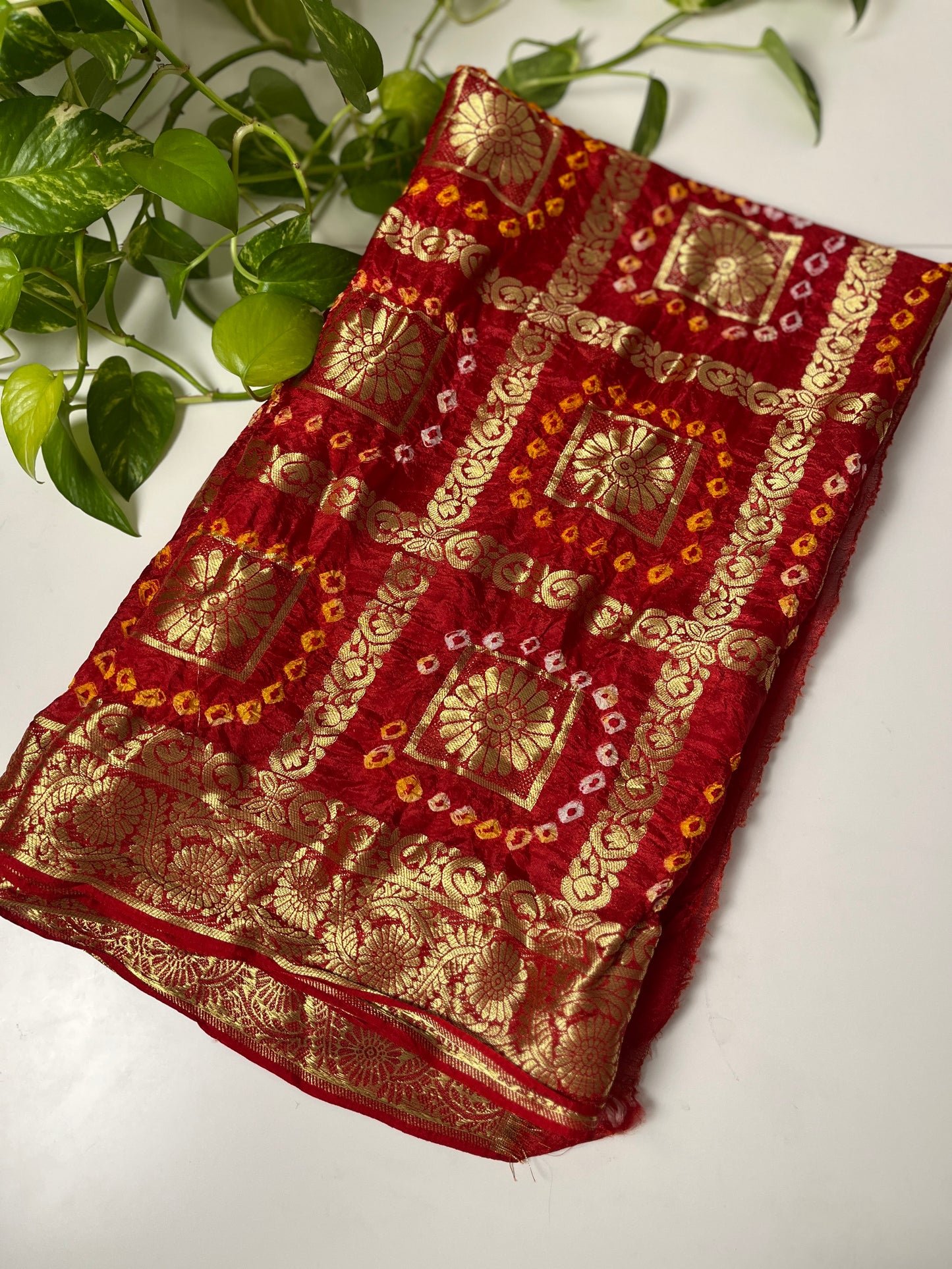 Gaji Silk Gharchola Dupatta RED