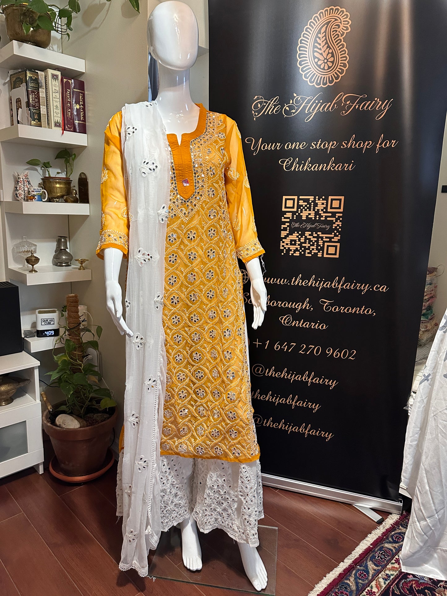 Mustard - Georgette Mirror Kurta