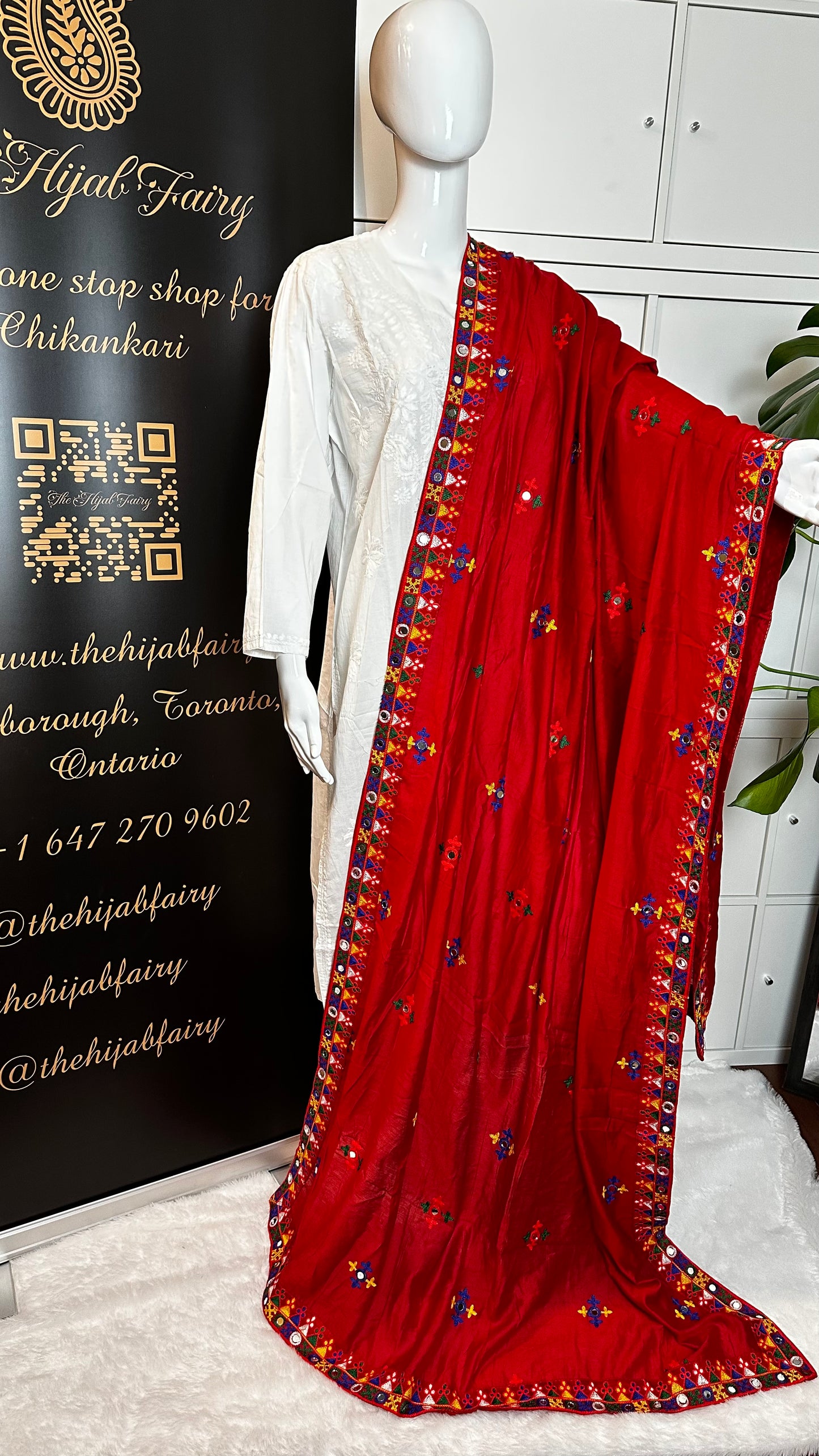 Chanderi Kutchi Work Dupatta with Mirror