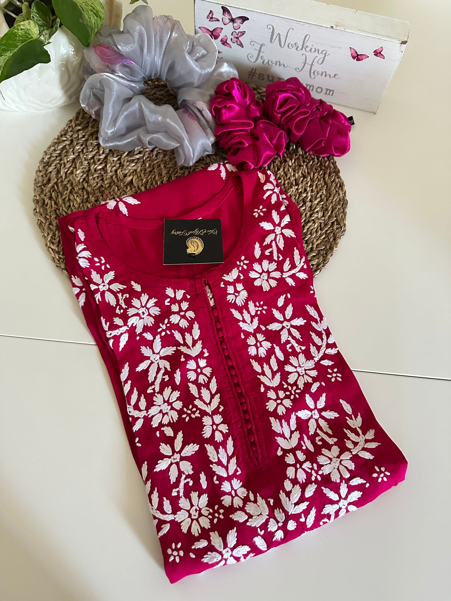 Hot Pink - Modal Straight Kurta