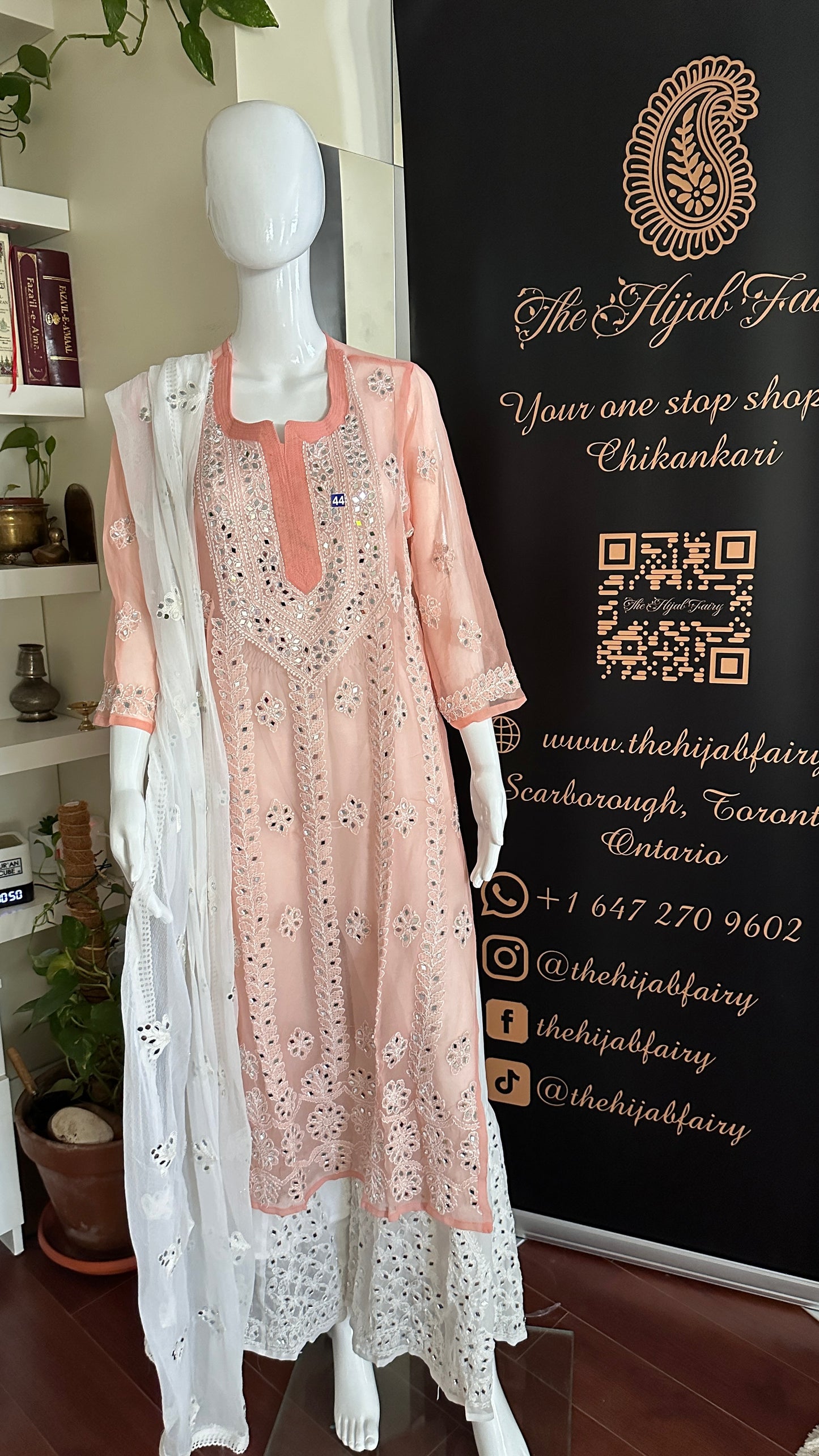 Peach - Georgette Mirror Kurta