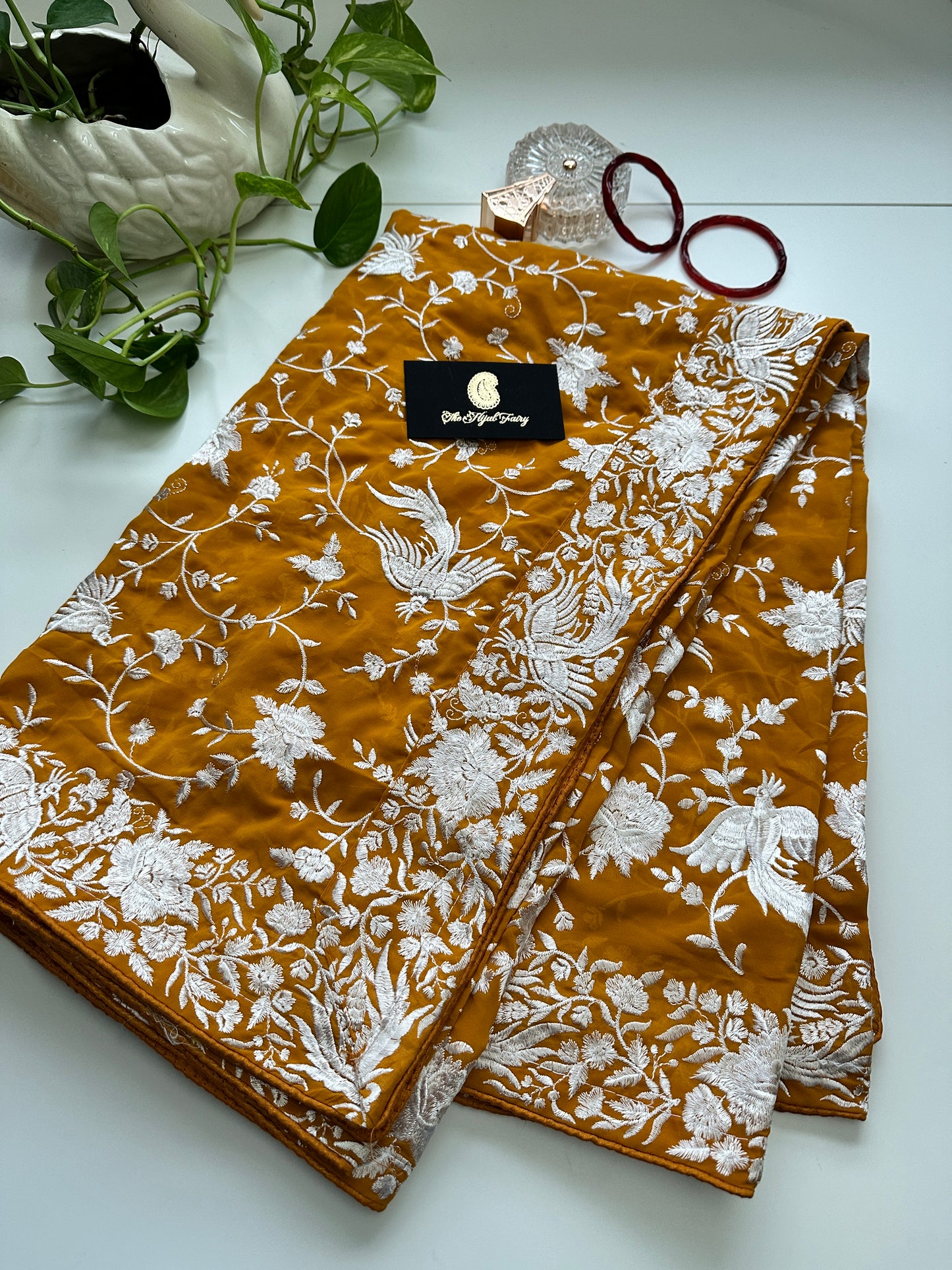 Parsi Gara Premium Dupatta - Mustard