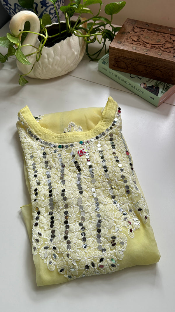 Banana Yellow - Georgette Mirror Kurta