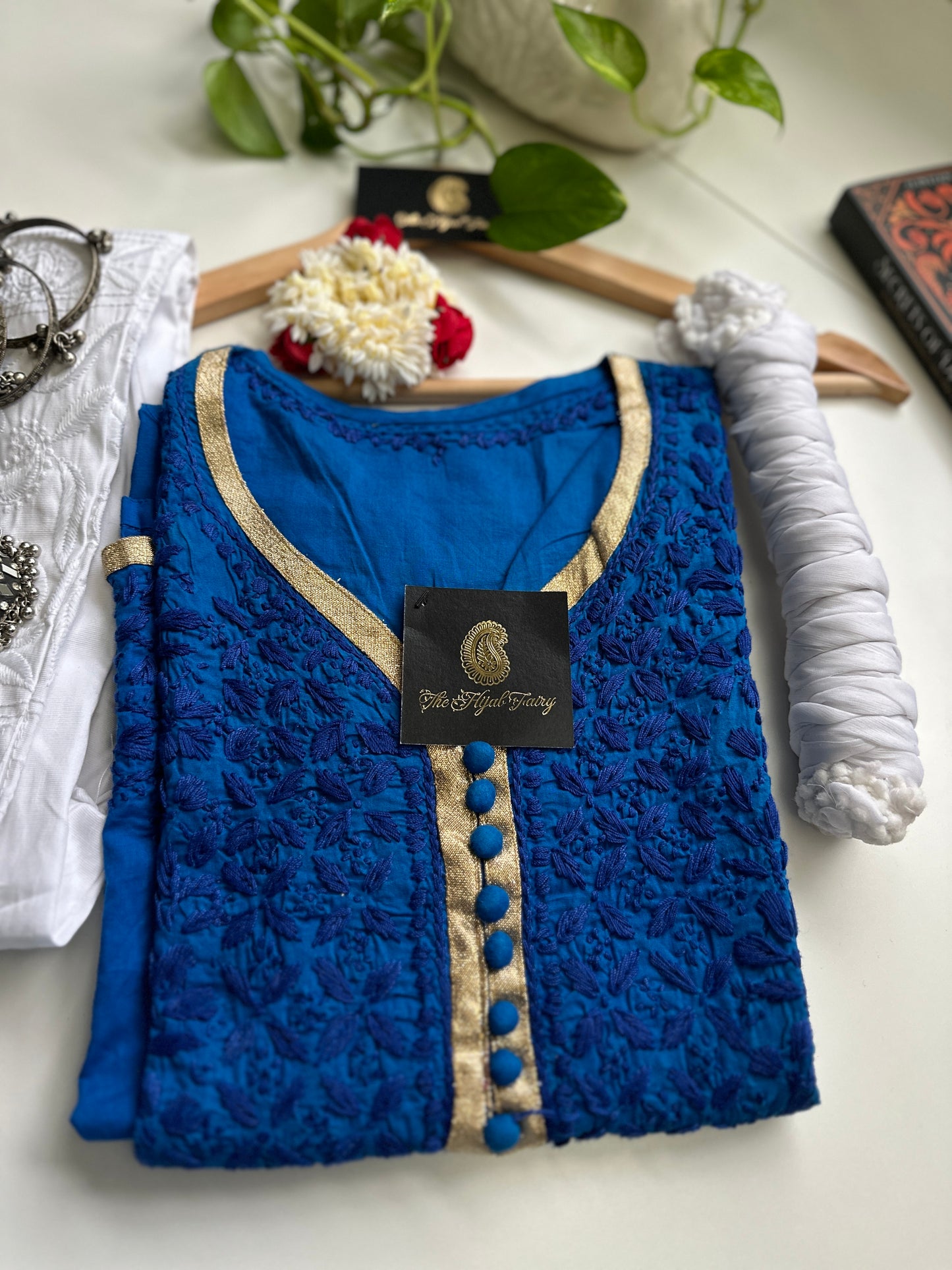 Couleur d’auto-broderie - Kurta en coton