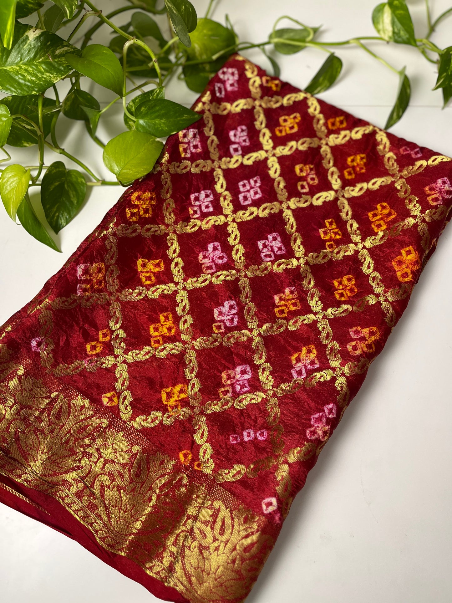 Gaji Silk Gharchola Dupatta RED