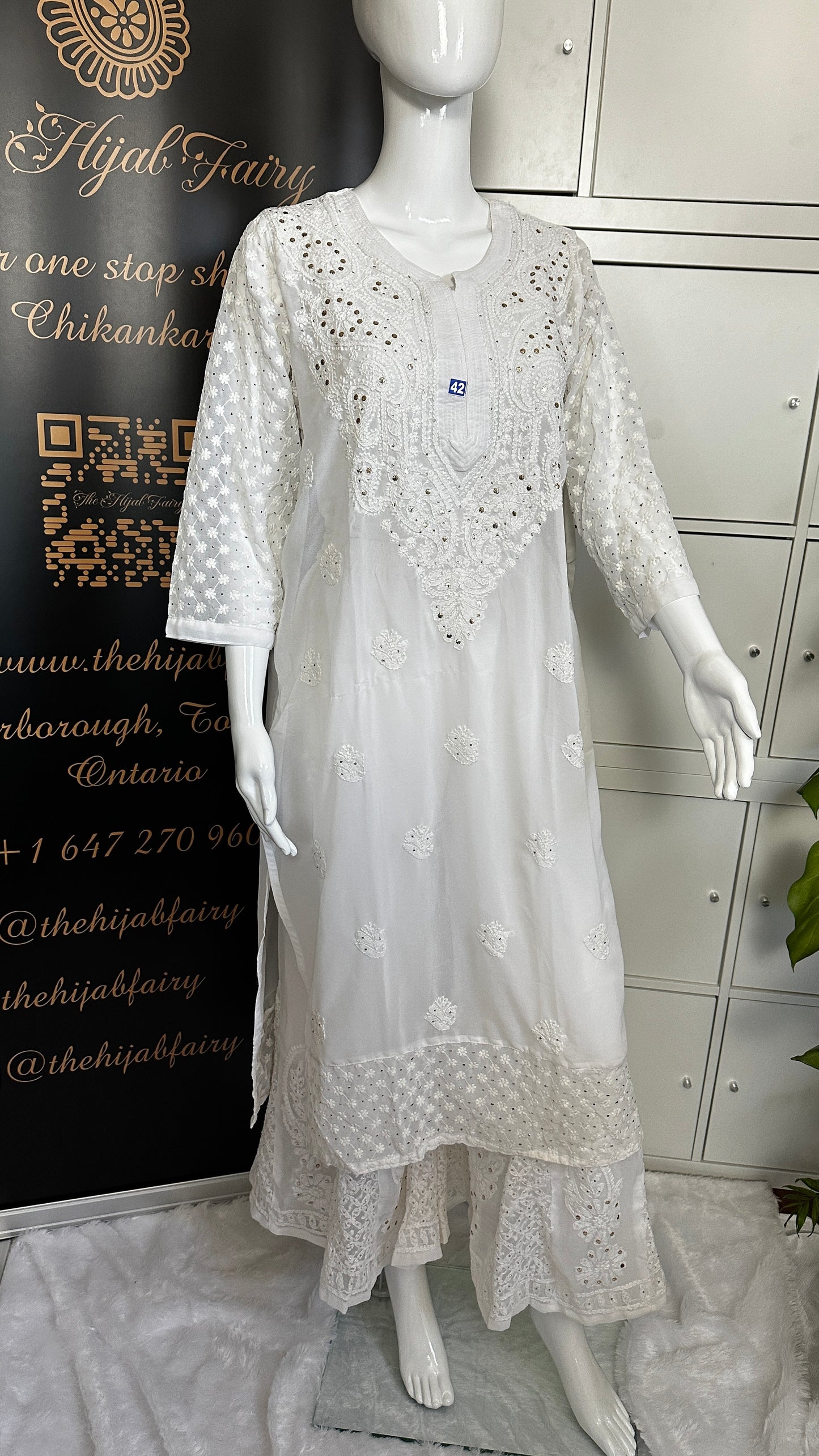 White - Mukaish Georgette Premium Kurta