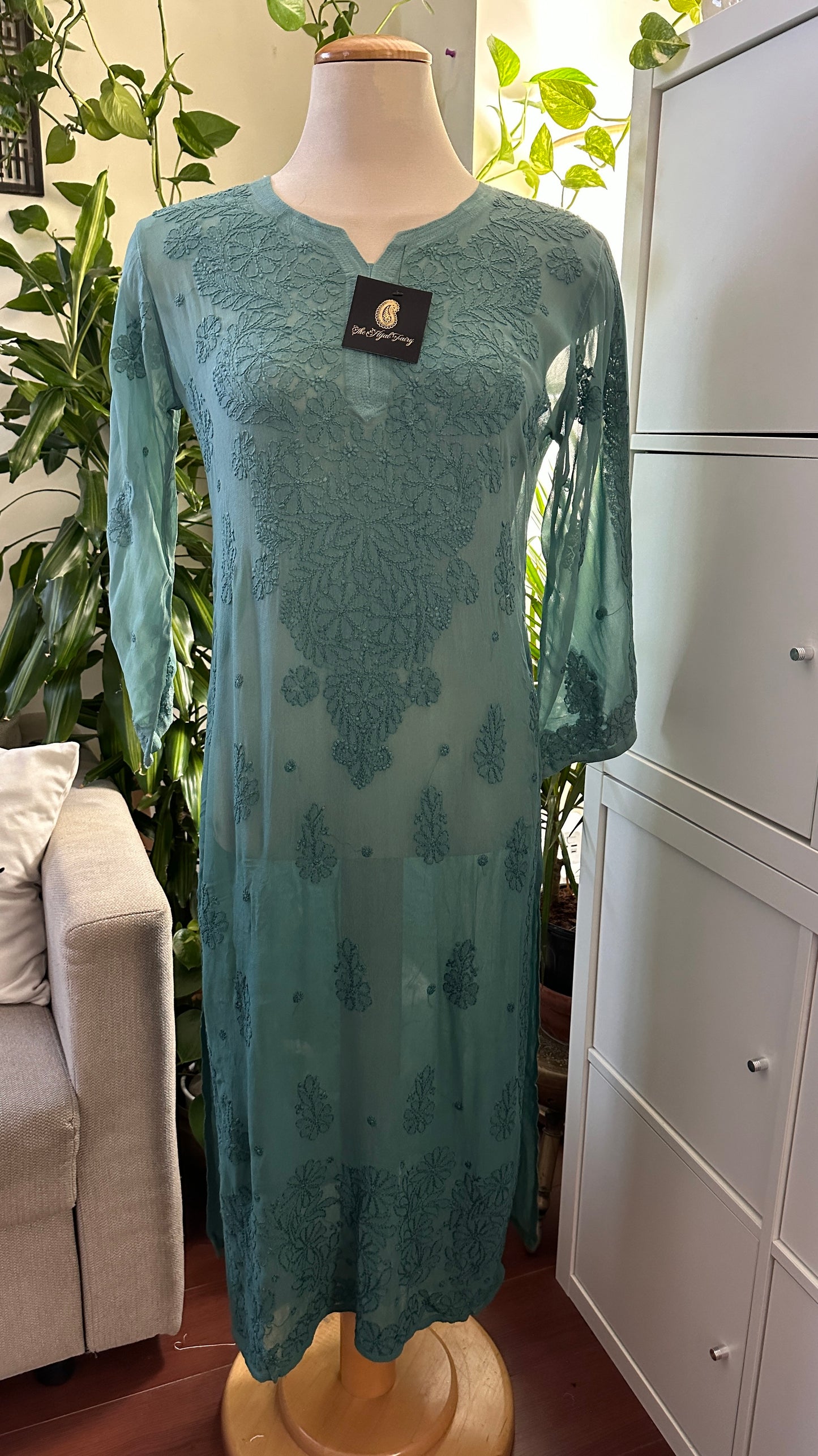 Jade Blue Ombré - Premium Viscose Kurti