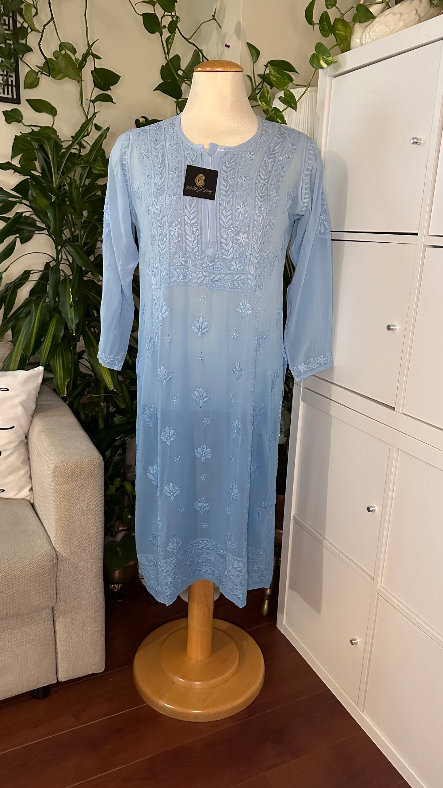 Blue Ombre - Premium Viscose Kurti with Mukaish