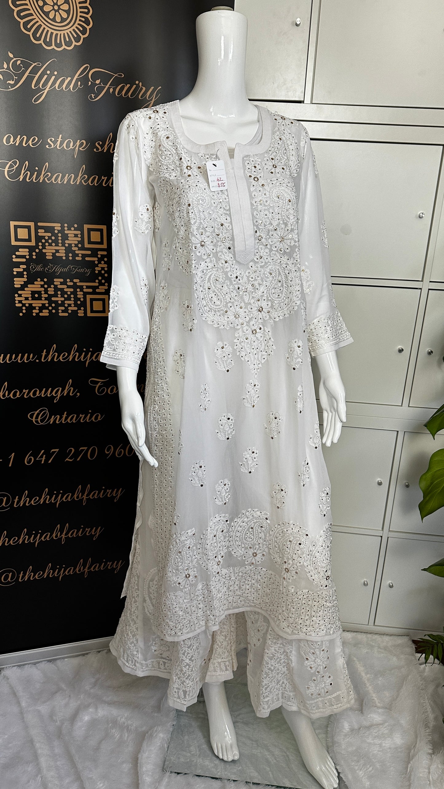 White - Mukaish Georgette Premium Kurta