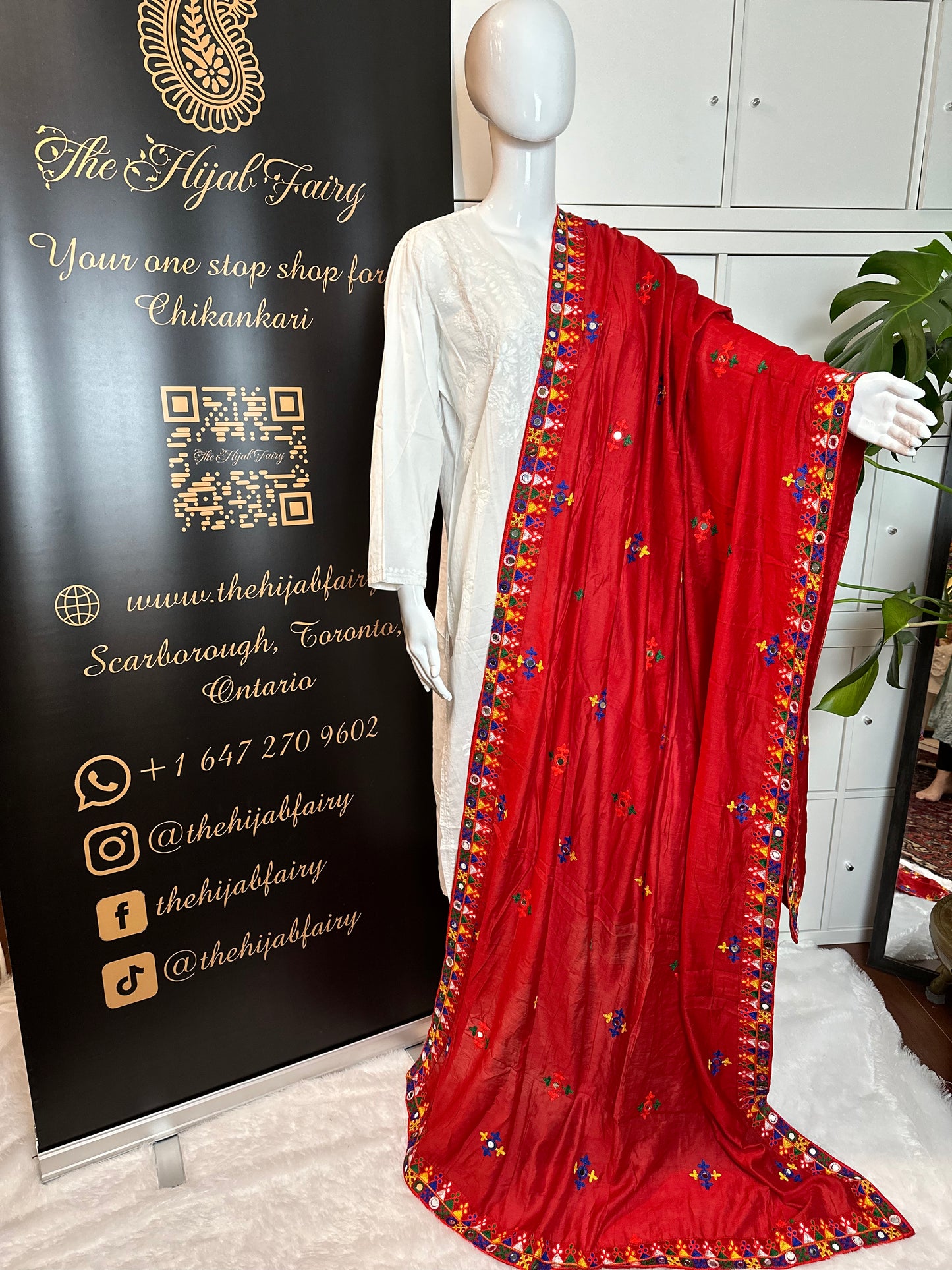 Chanderi Kutchi Work Dupatta with Mirror