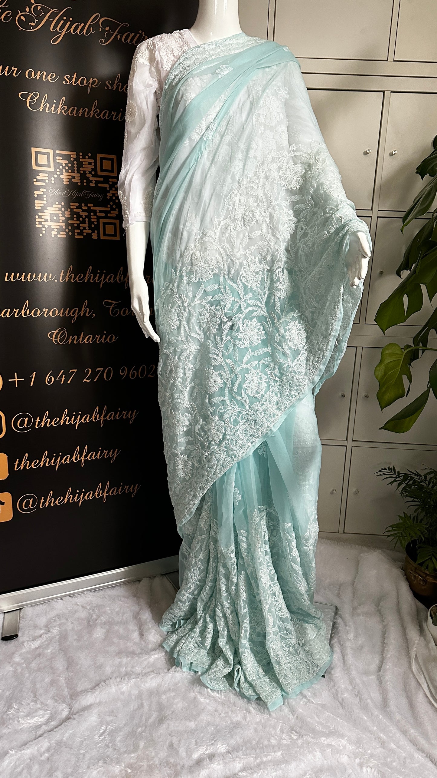 Light Blue - Half Jaal Saree