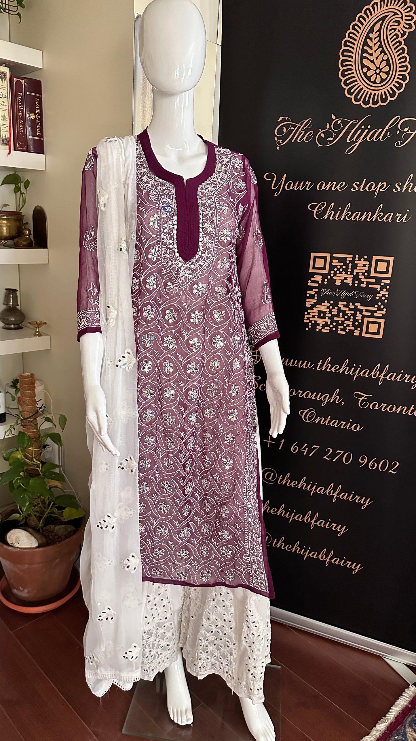 Wine - Georgette Mirror Kurta