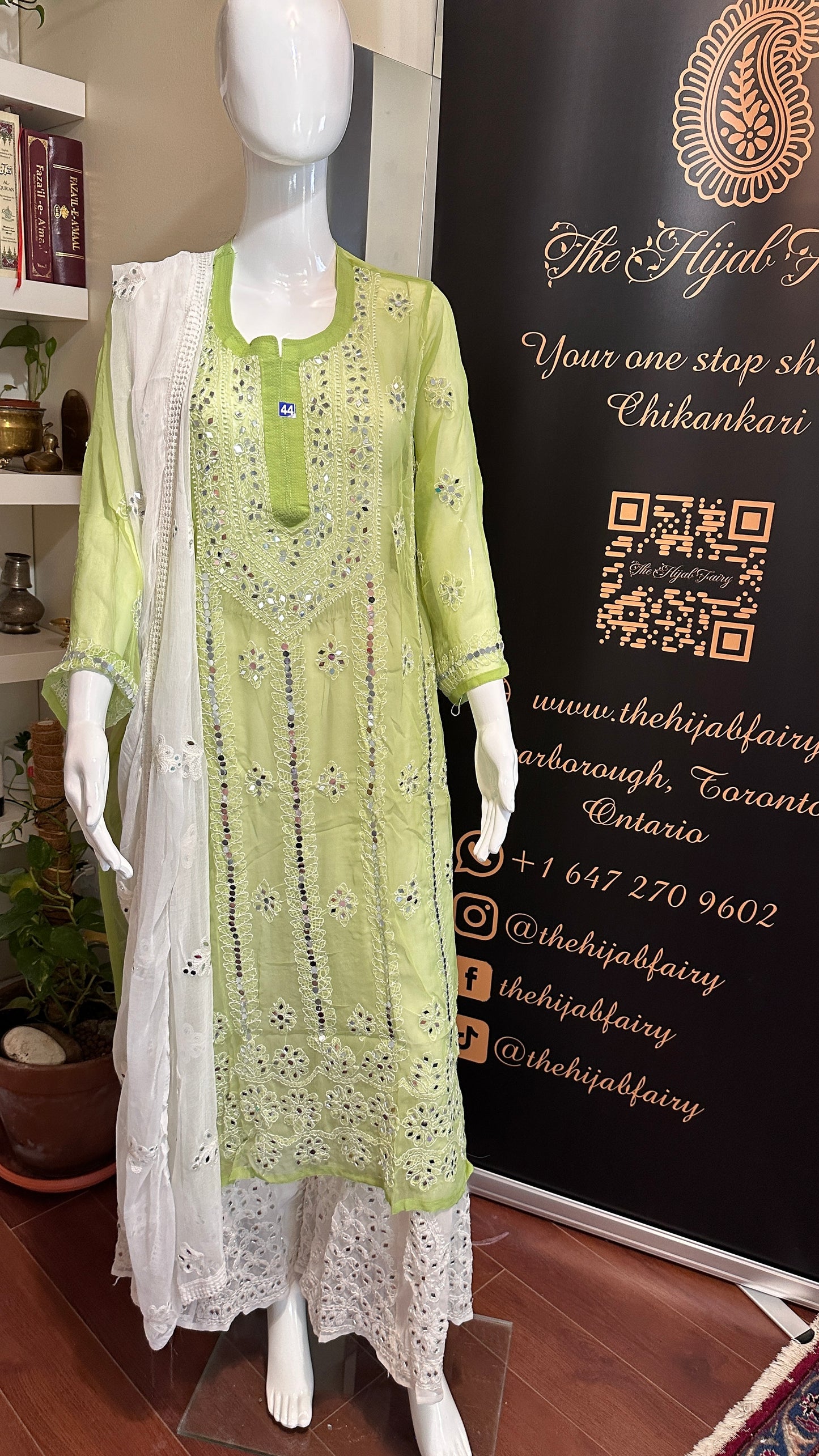 Olive Green - Georgette Mirror Kurta