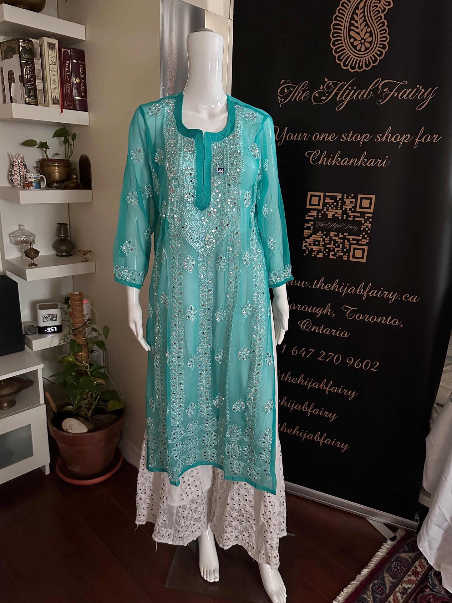 Drama Green - Georgette Mirror Kurta