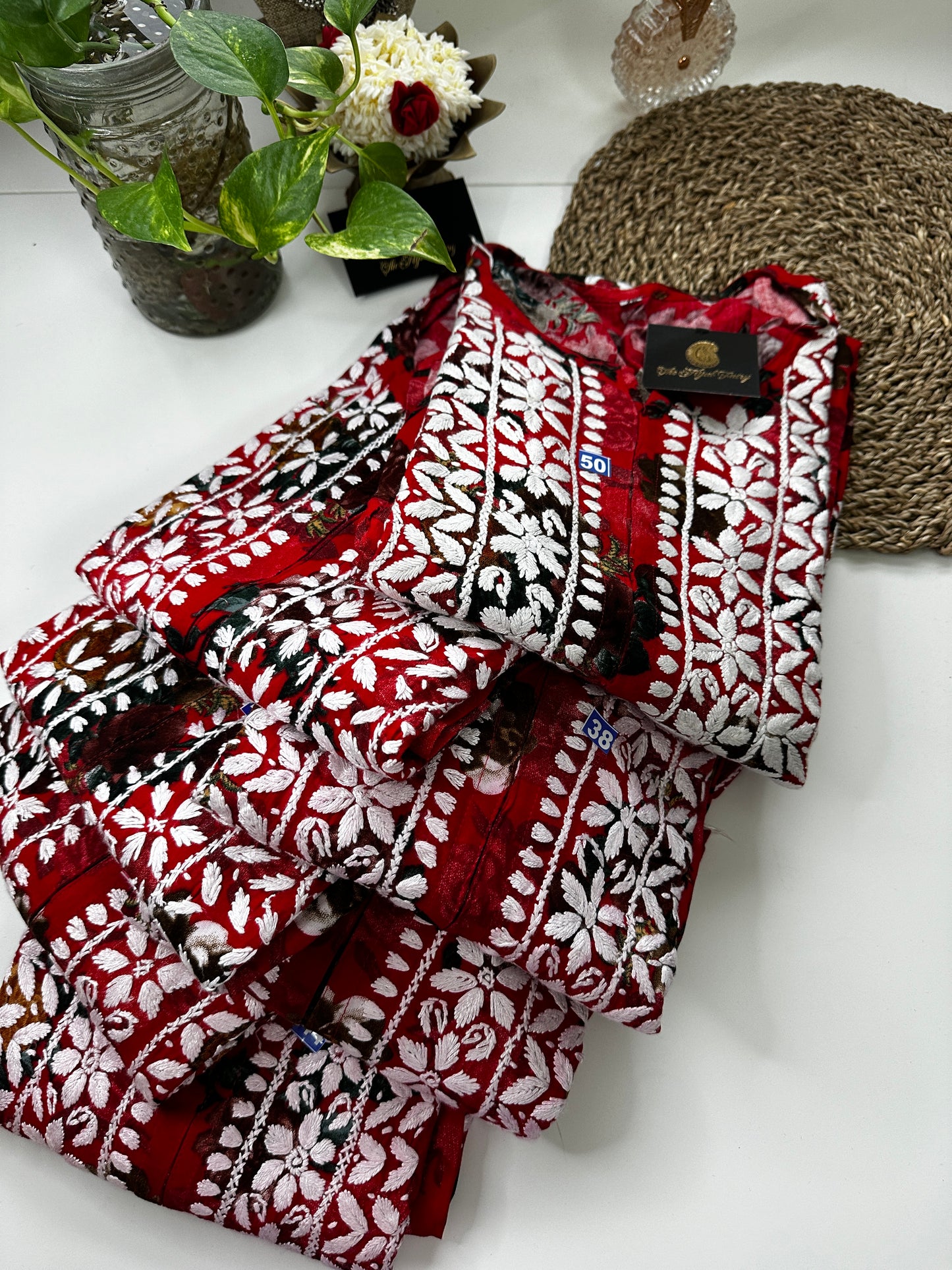 Rayon Printed Red Kurti (design A)