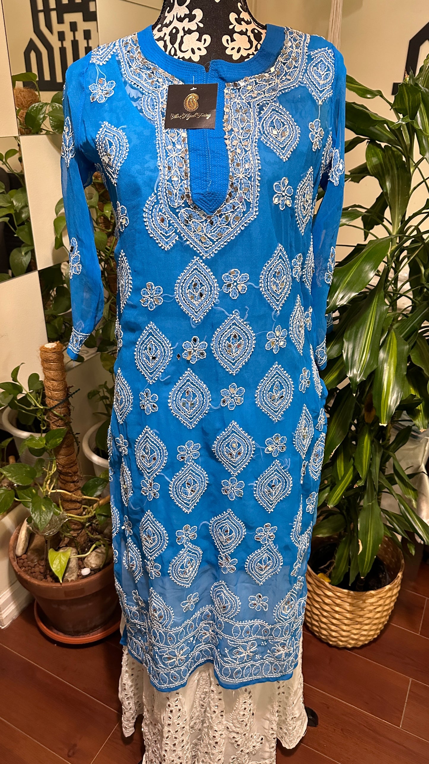 Sky Blue - Georgette Mirror Kurta