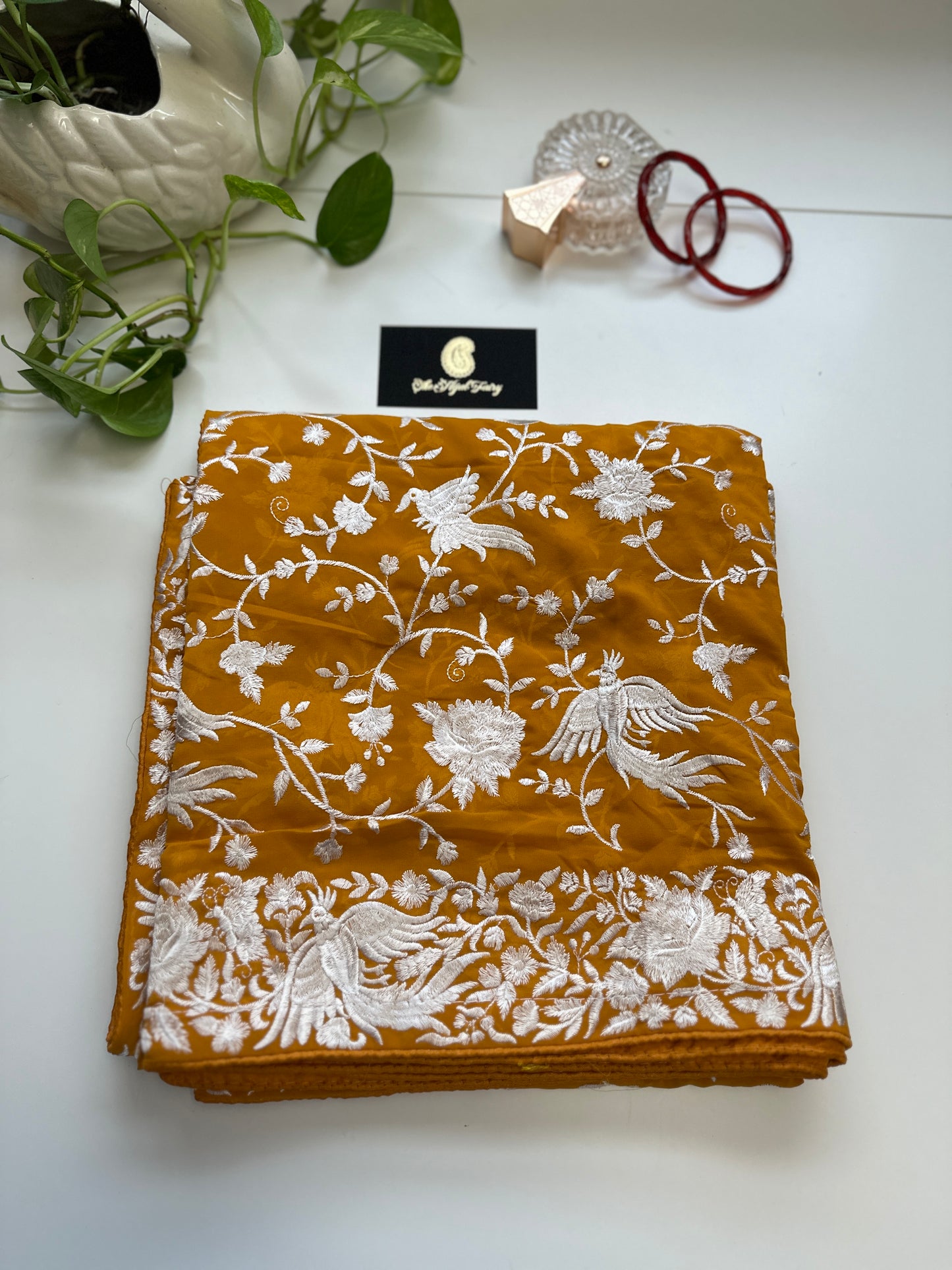 Parsi Gara Premium Dupatta - Mustard