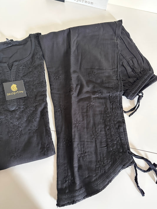 Black - Cotton Dhoti Co-ord Set