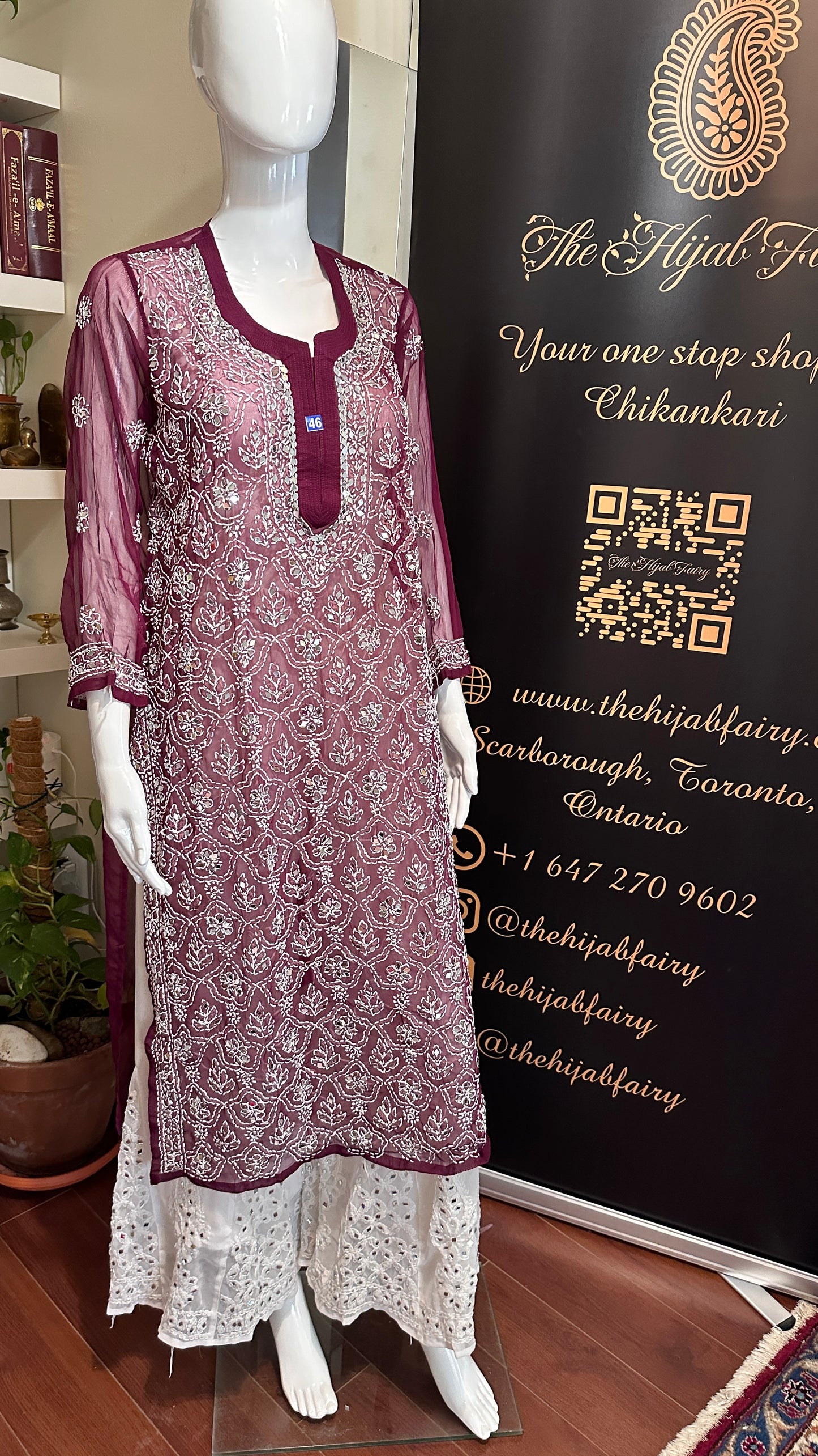 Wine - Georgette Mirror Kurta