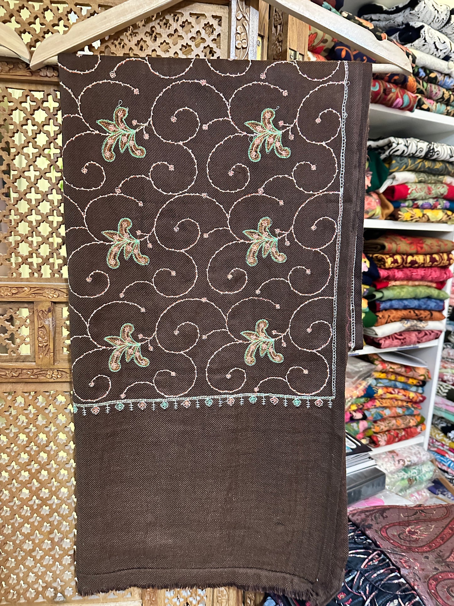 Kashmiri Kani Shawl (style-1) – Handwoven Luxury Wrap Traditional Kani Weave