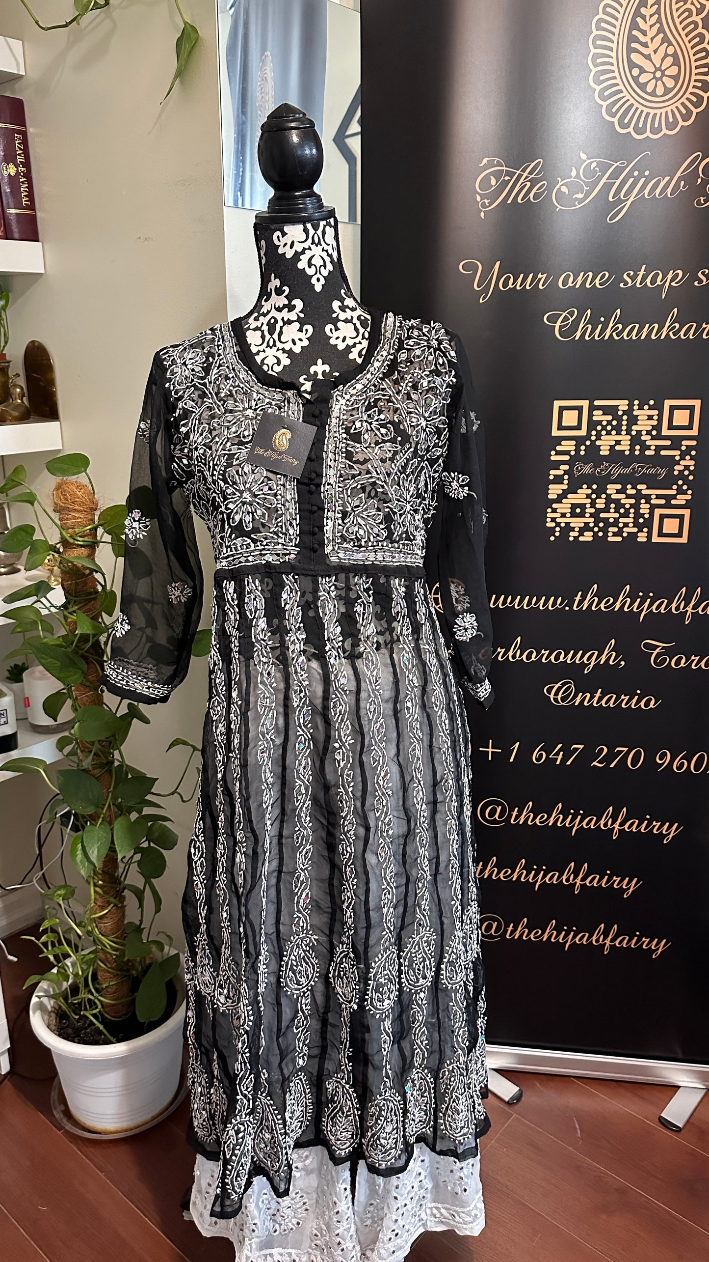 Black - Yoke Style Georgette Mirror Anarkali