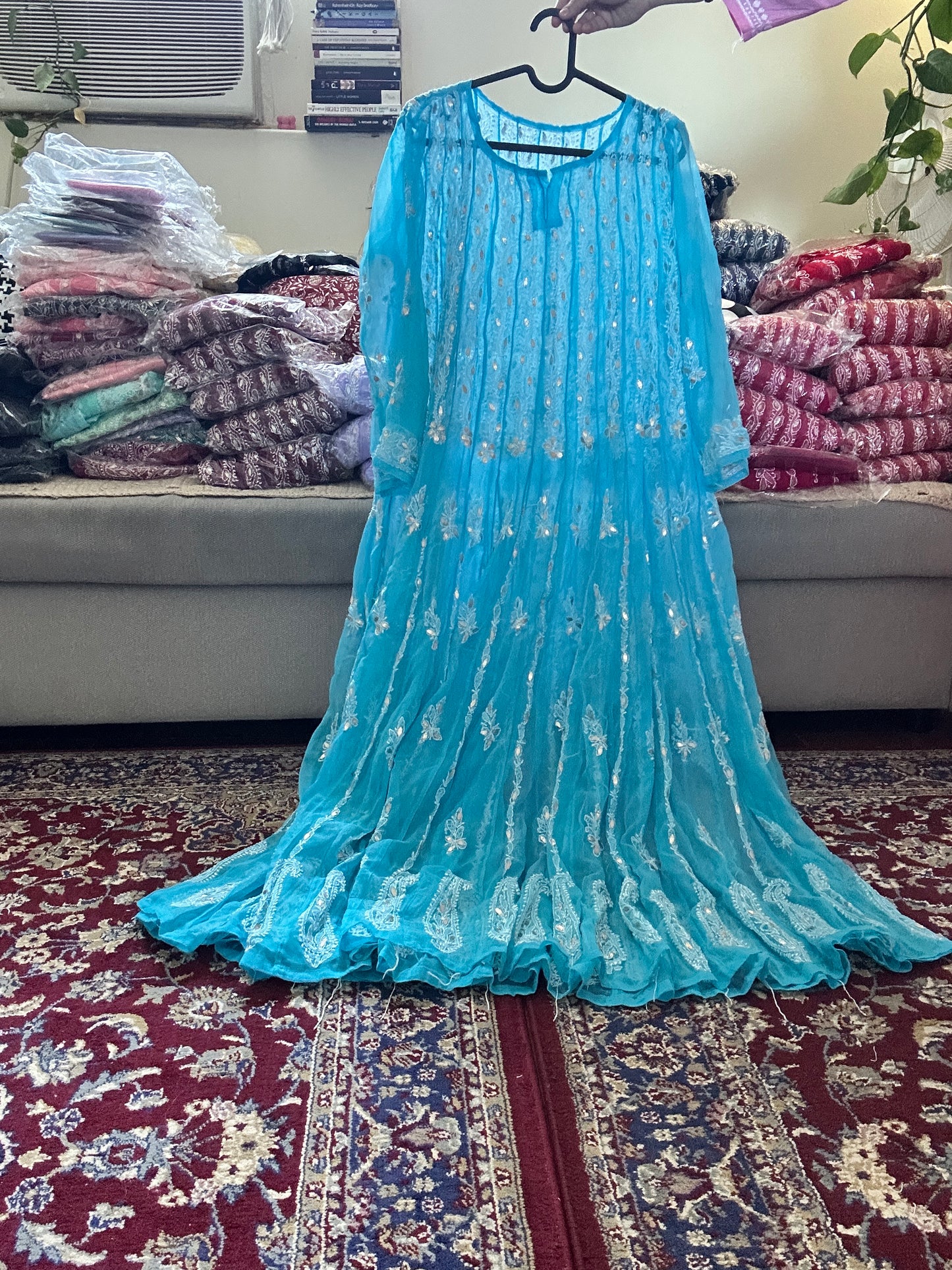 Sky Blue - Georgette Gota Work Anarkali - 56 Kali