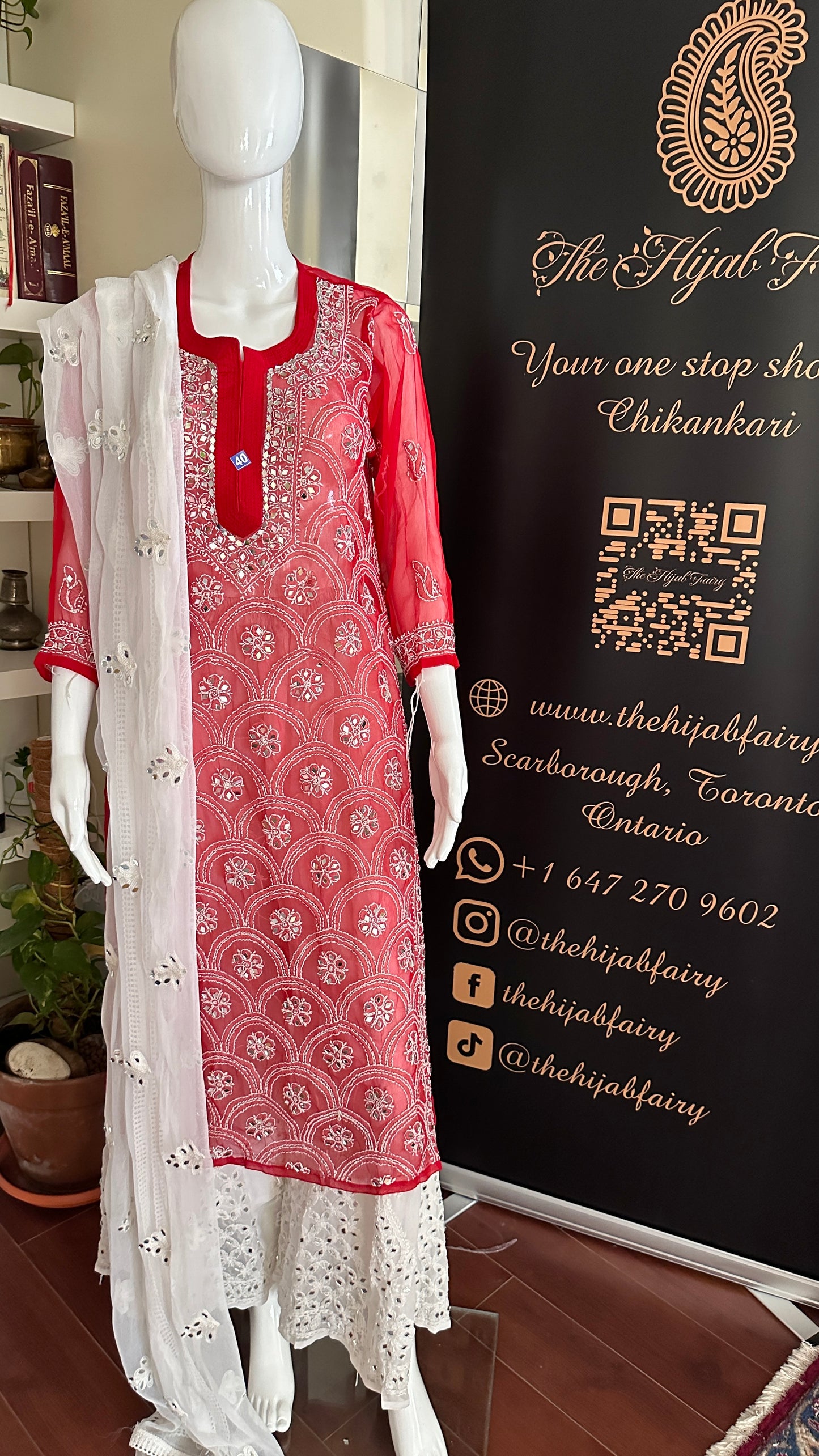 Red - Georgette Mirror Kurta