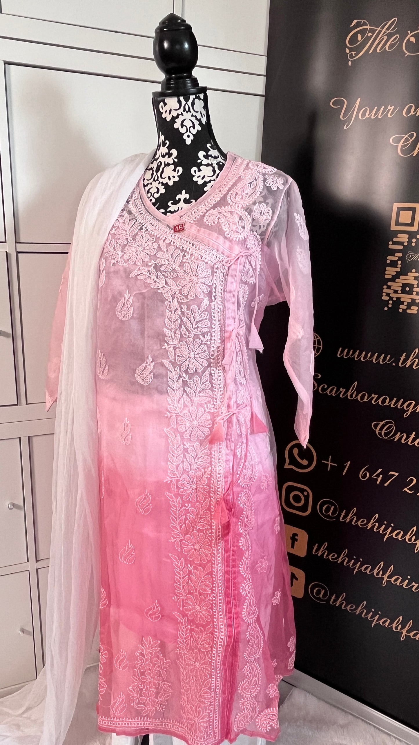 Organza Ombre Angrakha Pink