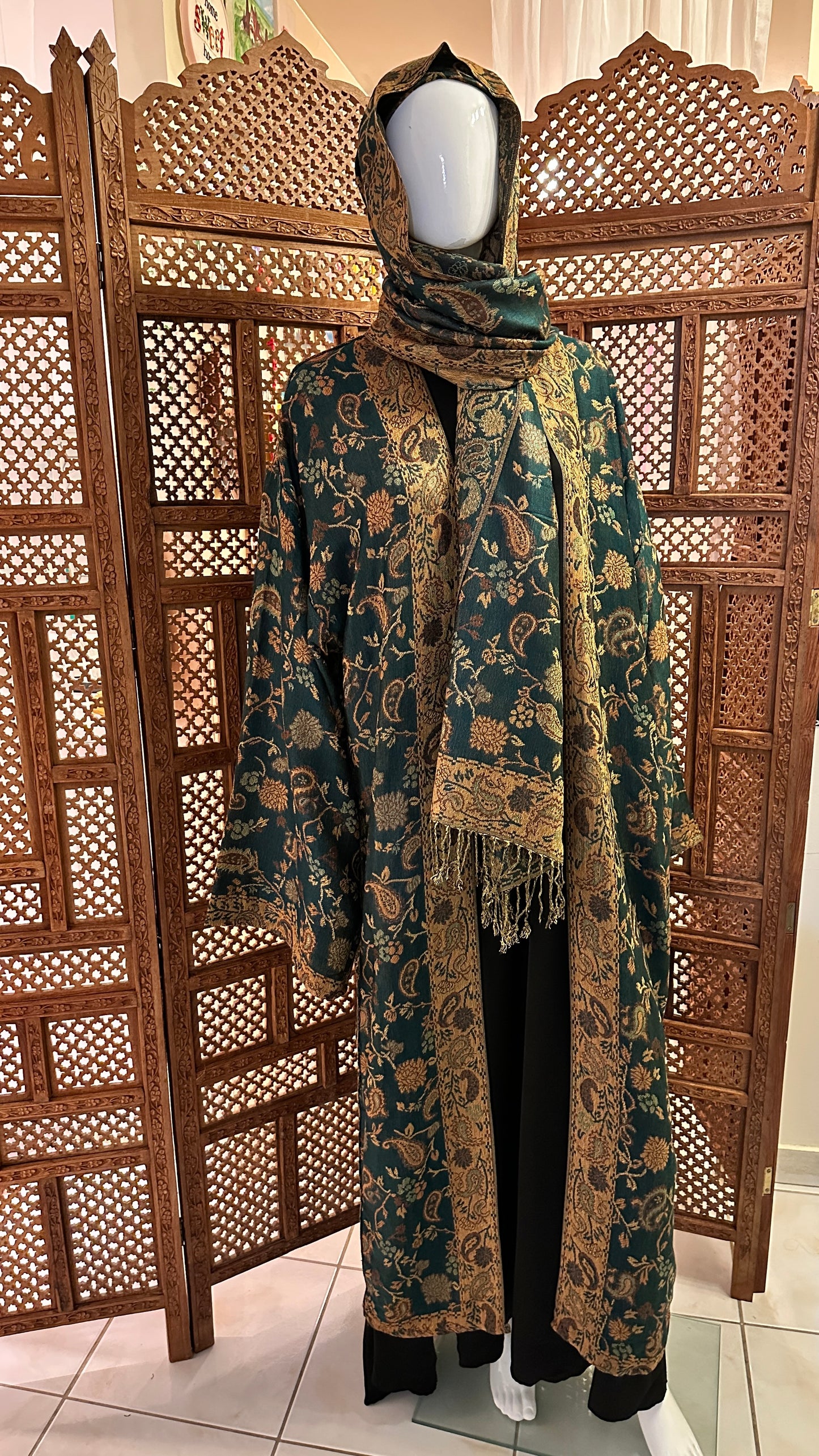 Pashmina Abaya - Peacock 2