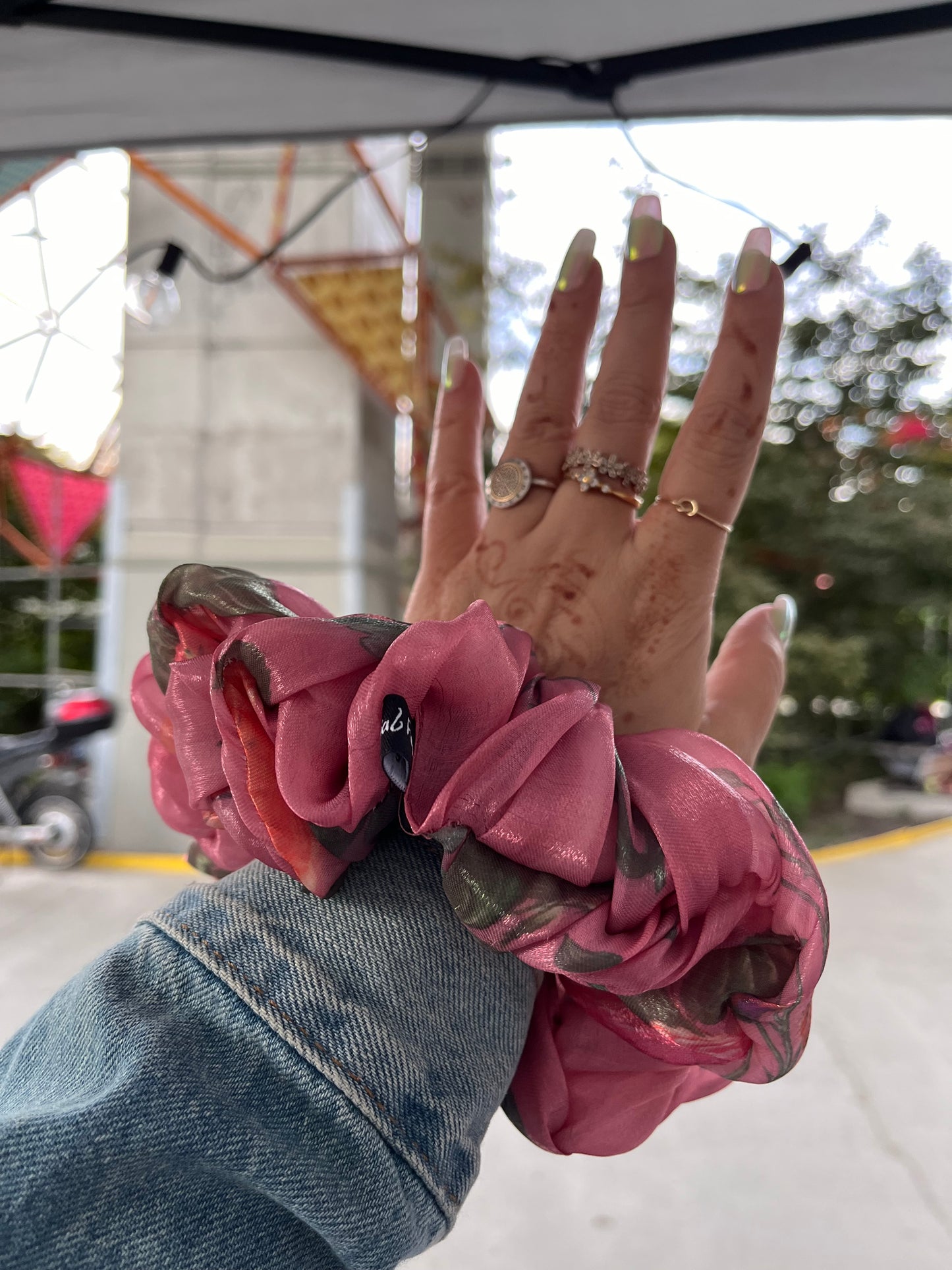 Strawberry Pink Organza Scrunchie