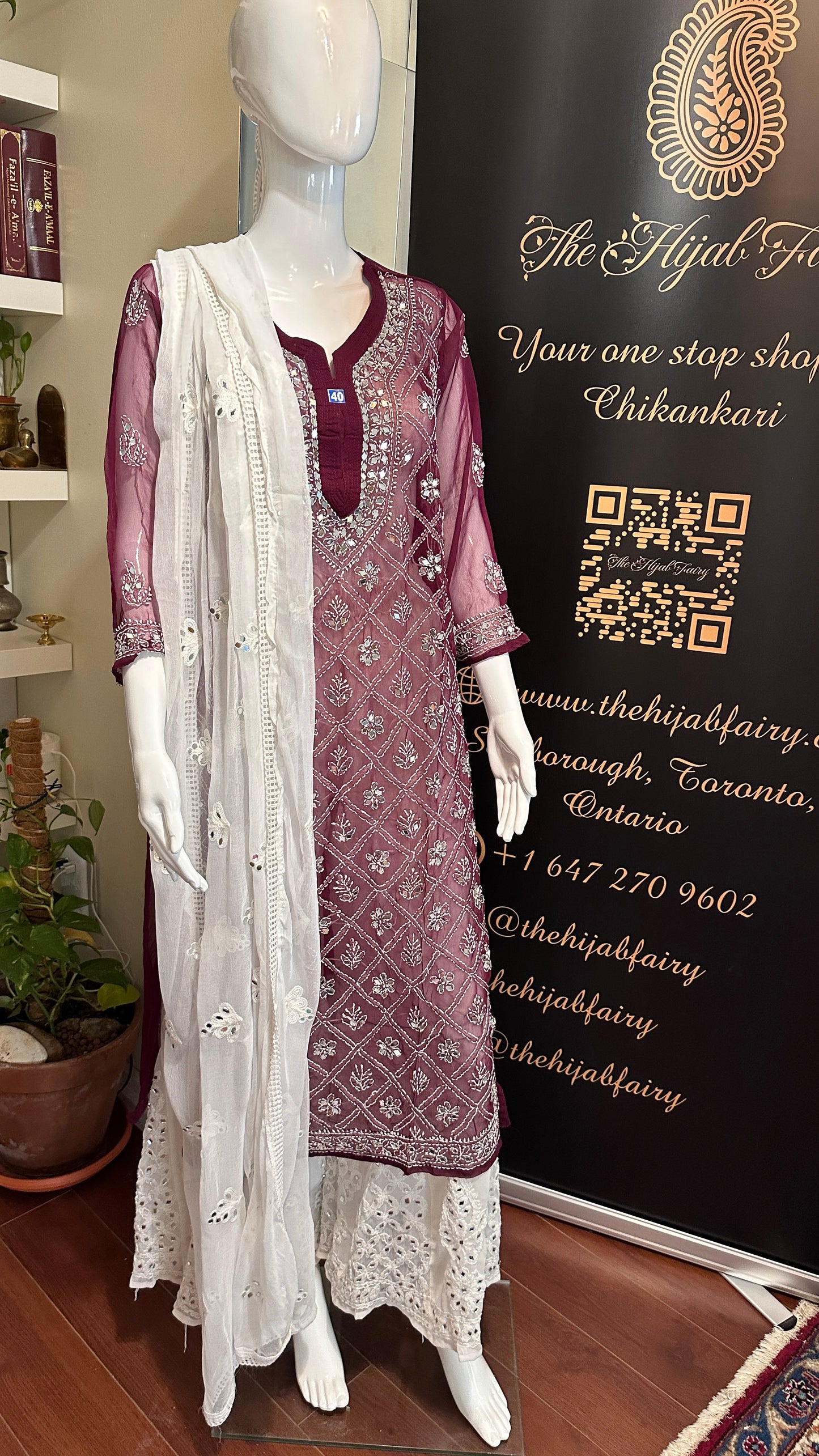 Wine - Georgette Mirror Kurta