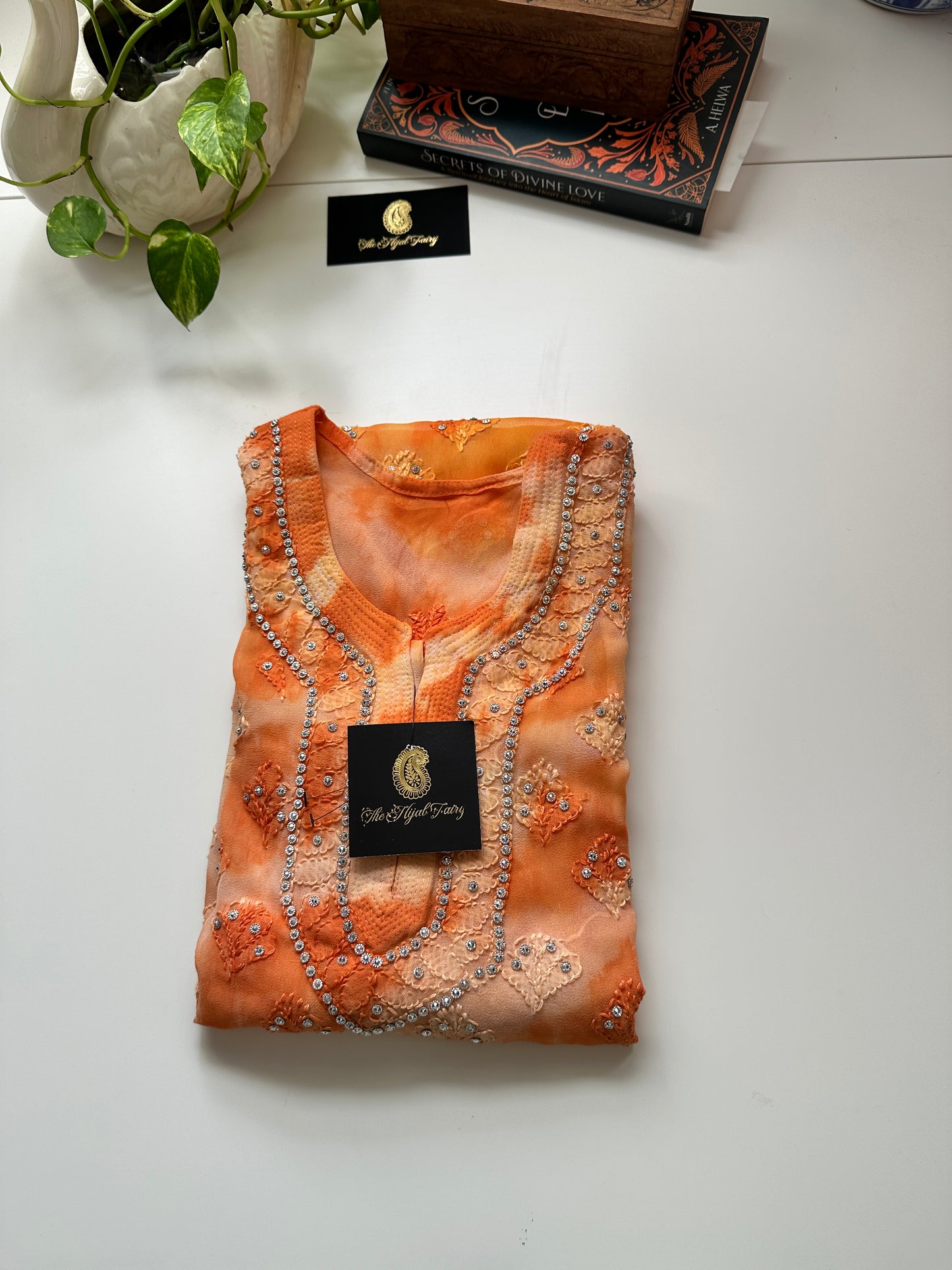 Orange Tiedye - Georgette Stone Kurta