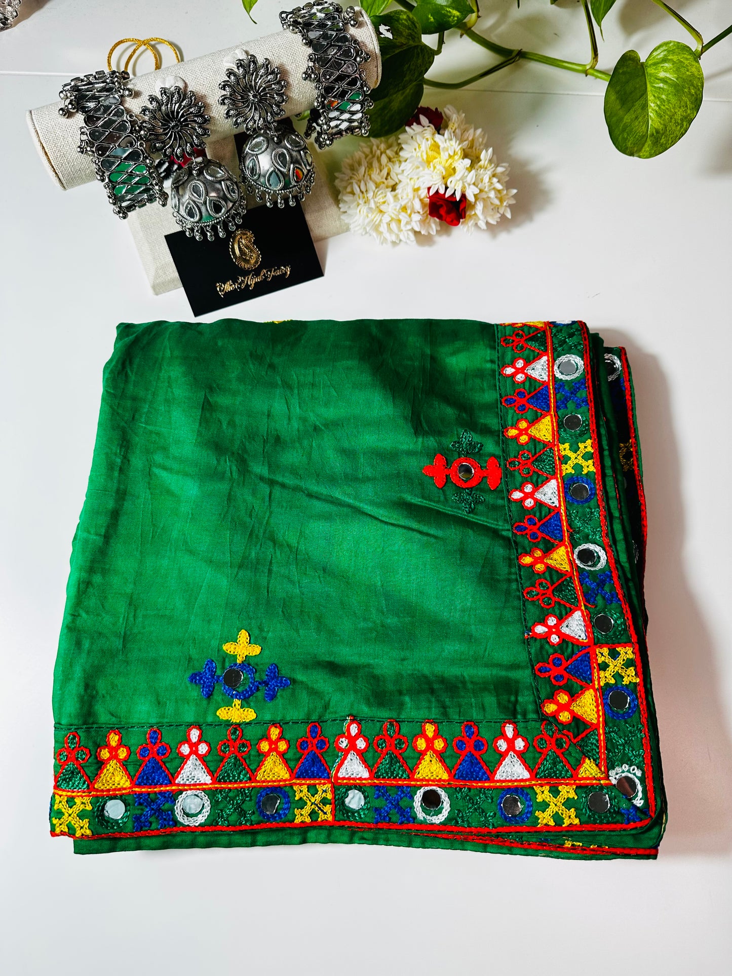 Chanderi Kutchi Work Dupatta with Mirror