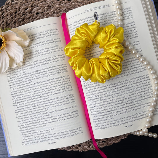 Lemon Yellow Satin Scrunchie