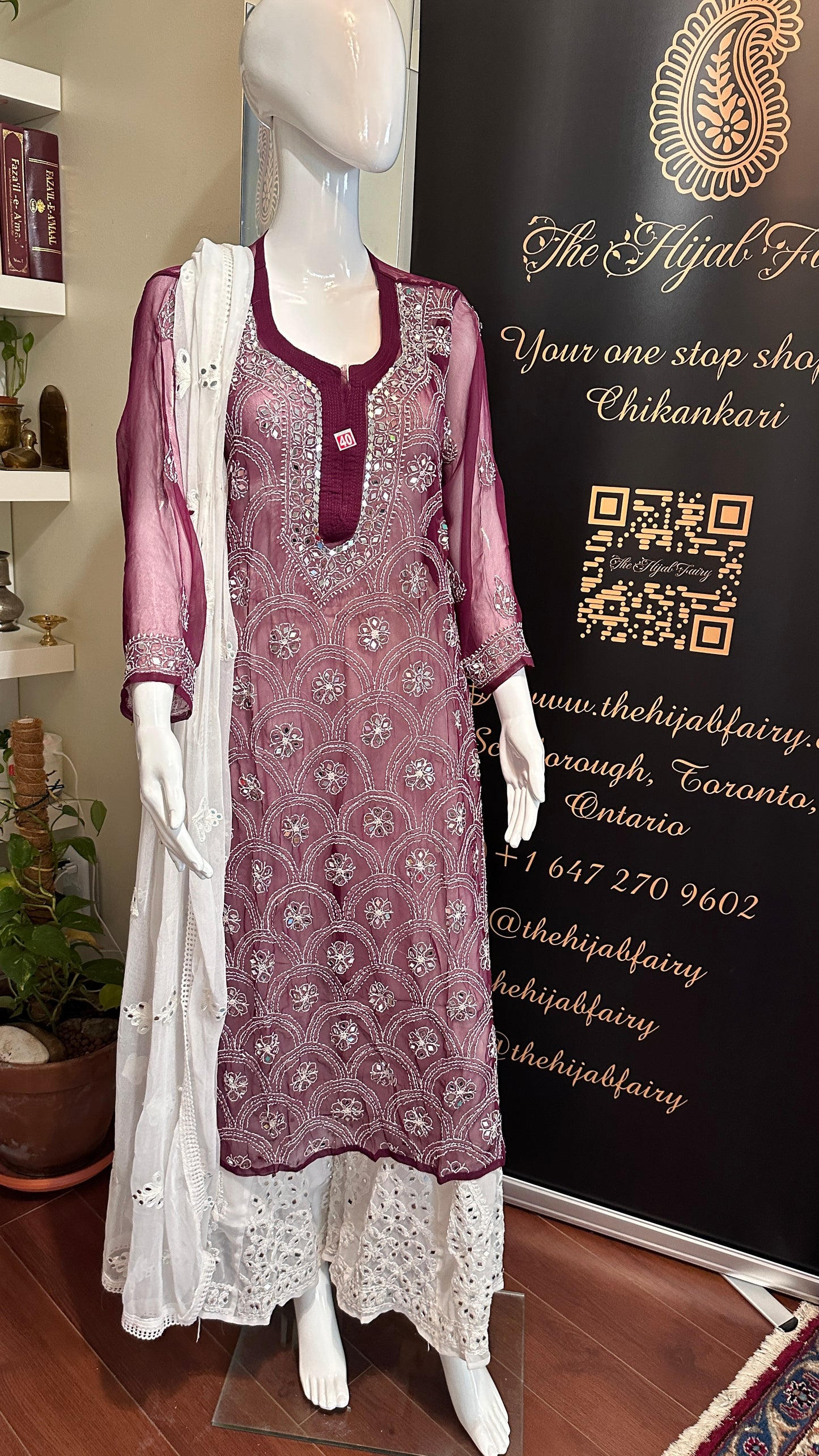 Wine - Georgette Mirror Kurta